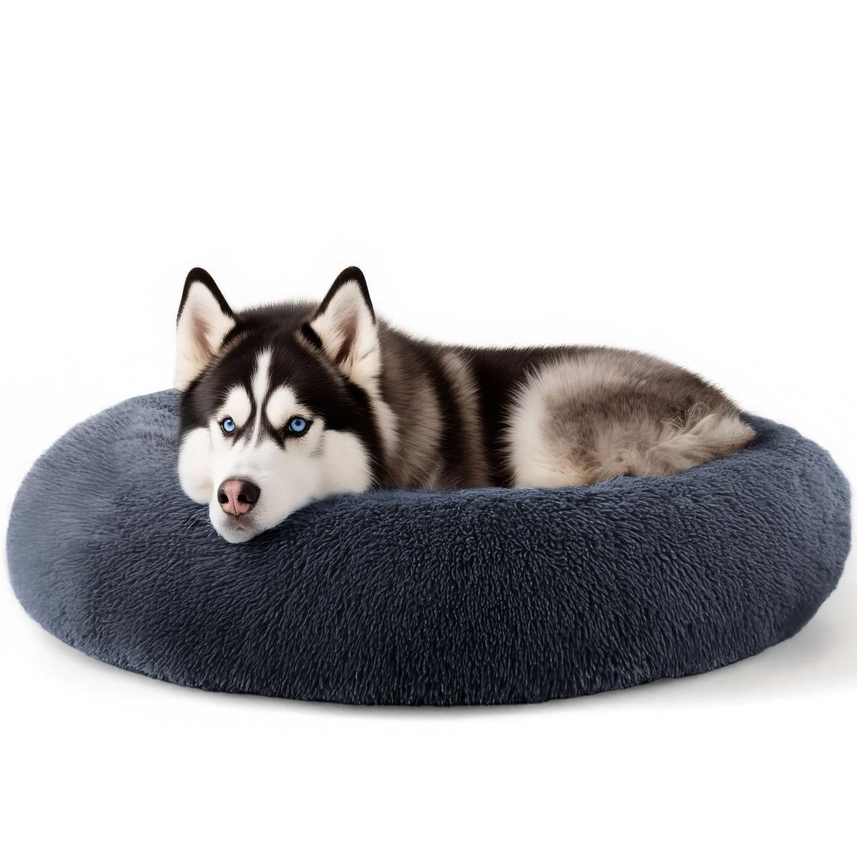 Hoewina Dog & Cat Bed for Indoor Cats, 20in Calming Donut Bed (Light Grey)