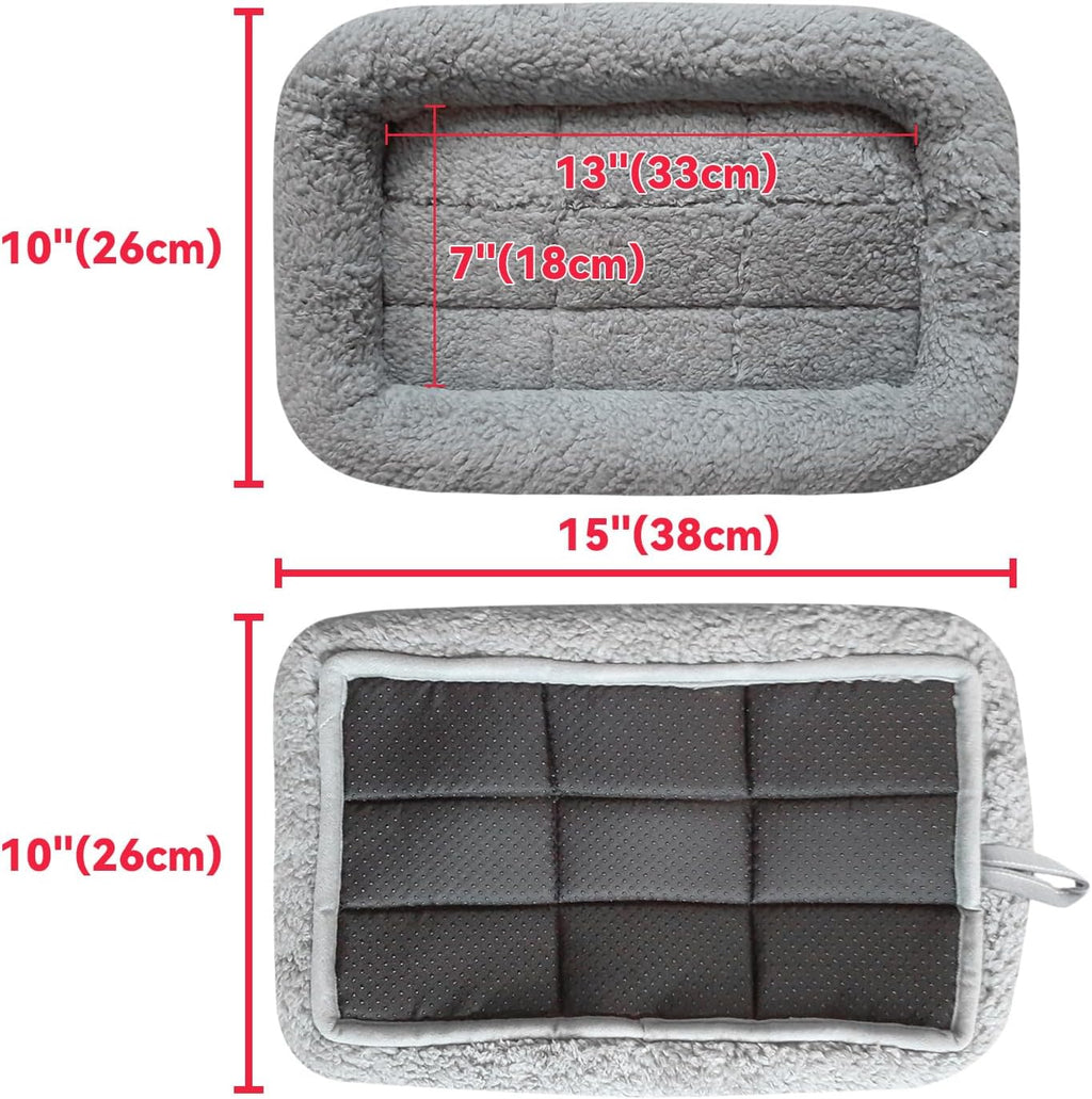 Enjoying Cat Mat Bed 10" x 15" Pet Bed with Pillow Around for Puppy Kitten Curled Sleeping Beds for Carrier/Crate Small Dog Cushion, Anti Skid Bottom, Small
