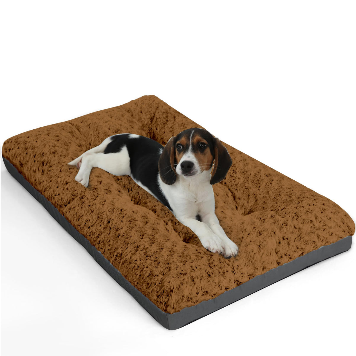 POCBLUE Deluxe Washable Dog Bed for Large Dogs Dog Crate Mat 35 Inch Comfy Fluffy Kennel Pad Anti-Slip for Dogs Up to 60 lbs, 35" x 23", Grey
