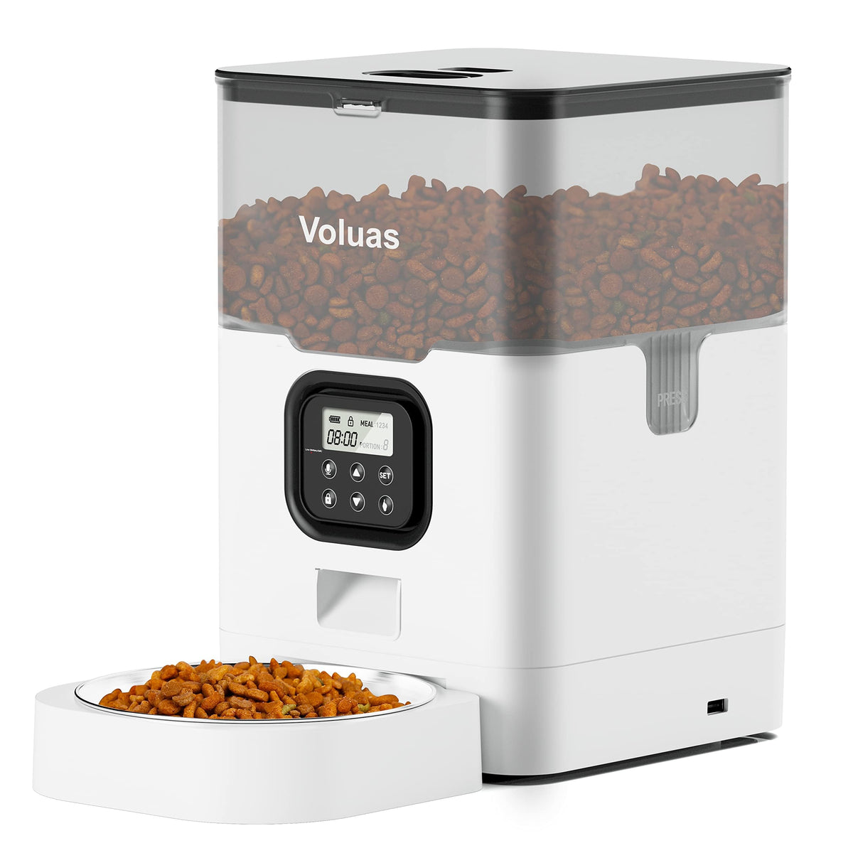 VOLUAS Automatic Cat Feeder, 4L Timed Dry Food Dispenser for Cats & Dogs