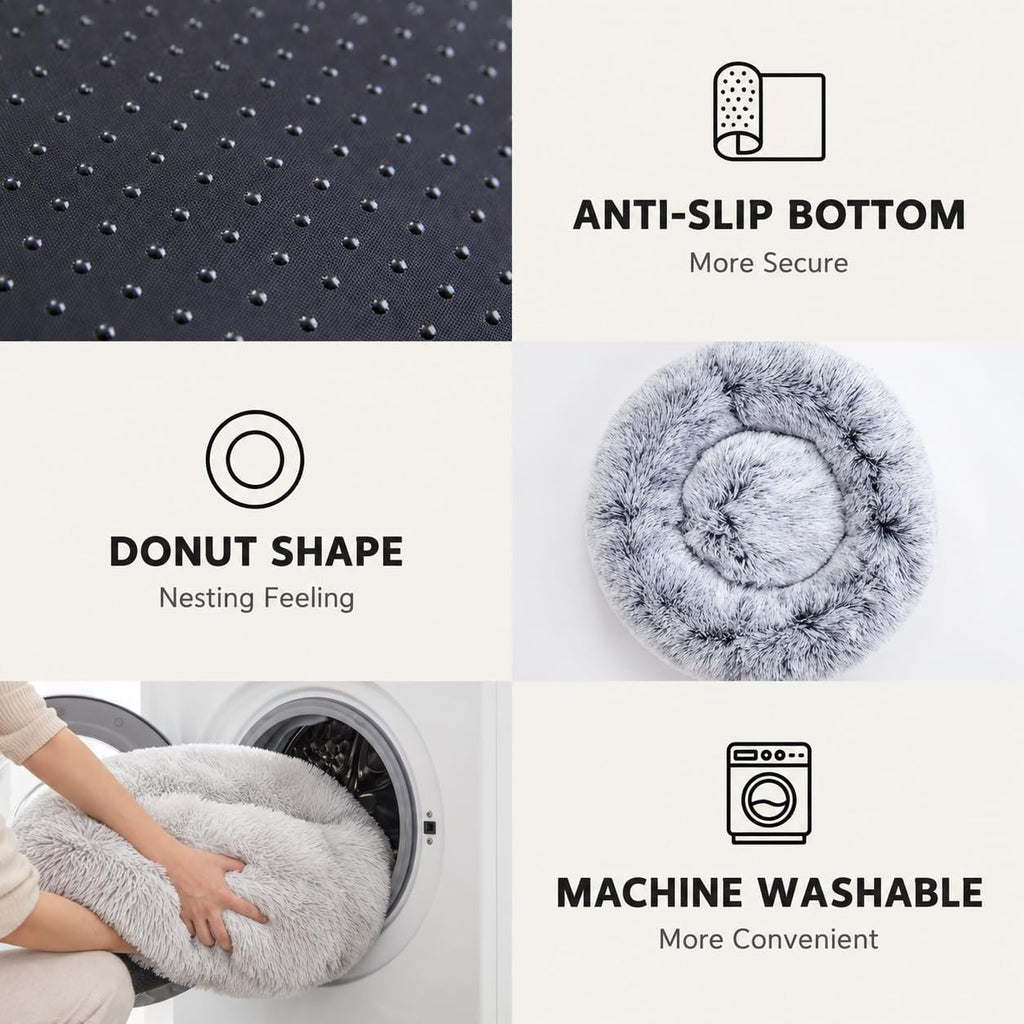 WESTERN HOME WH Calming Soft Round Dog &Cat Bed Small Dog Bed Washable,20"