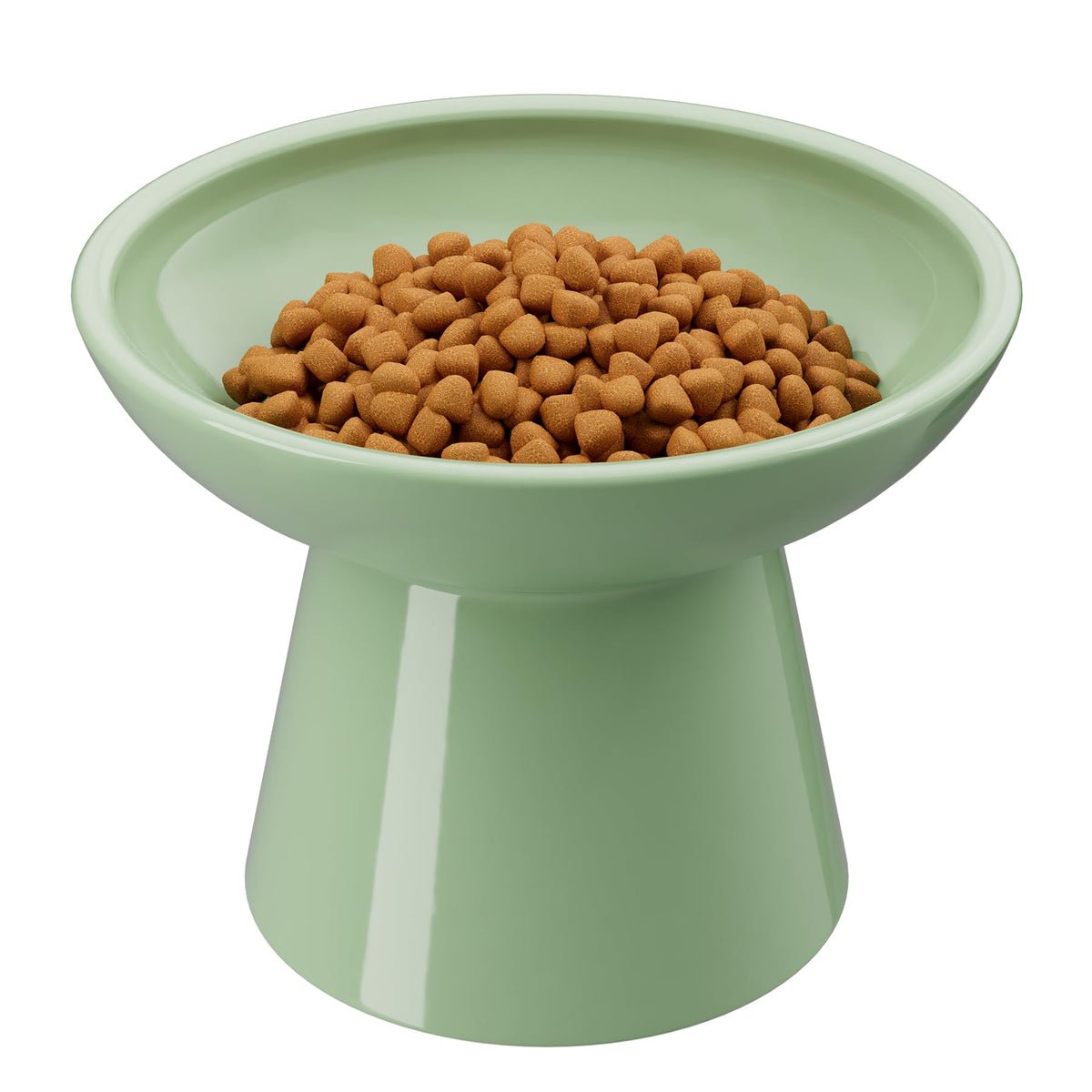 LoeJan Elevated Cat Food and Water Bowls Set, Extra Wide and Raised Ceramic Bowls, Anti-Vomit Whisker-Free Pressure Cat Feeder for Kittens to Adult Cats and Small Dogs (White, Water Bowl)