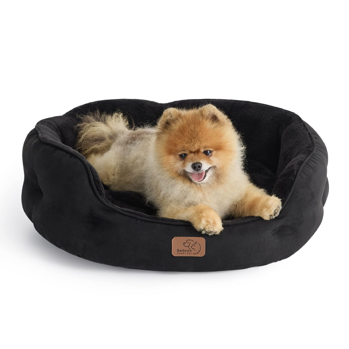 Bedsure Small Dog Bed Washable,Round Cat Beds for Indoor Cats,20in Ivory