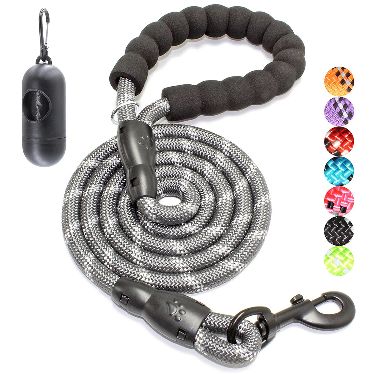 BAAPET 2/4/5/6 FT Dog Leash with Comfortable Padded Handle and Highly Reflective Threads for Small Medium and Large Dogs (5FT-1/2'', Black)