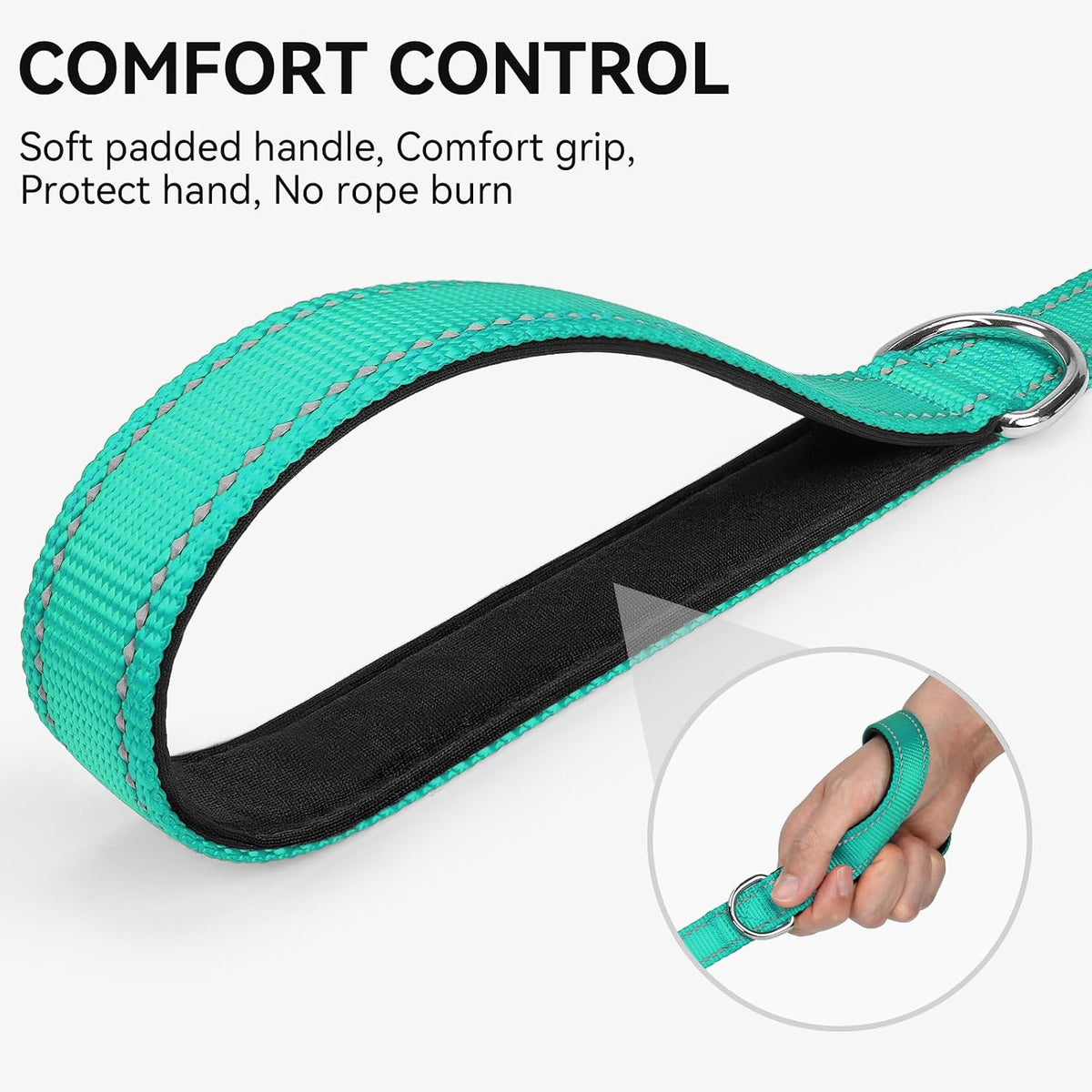 Joytale Reflective Dog Leash for Medium & Large Dogs, 6 FT x 1", Turquoise