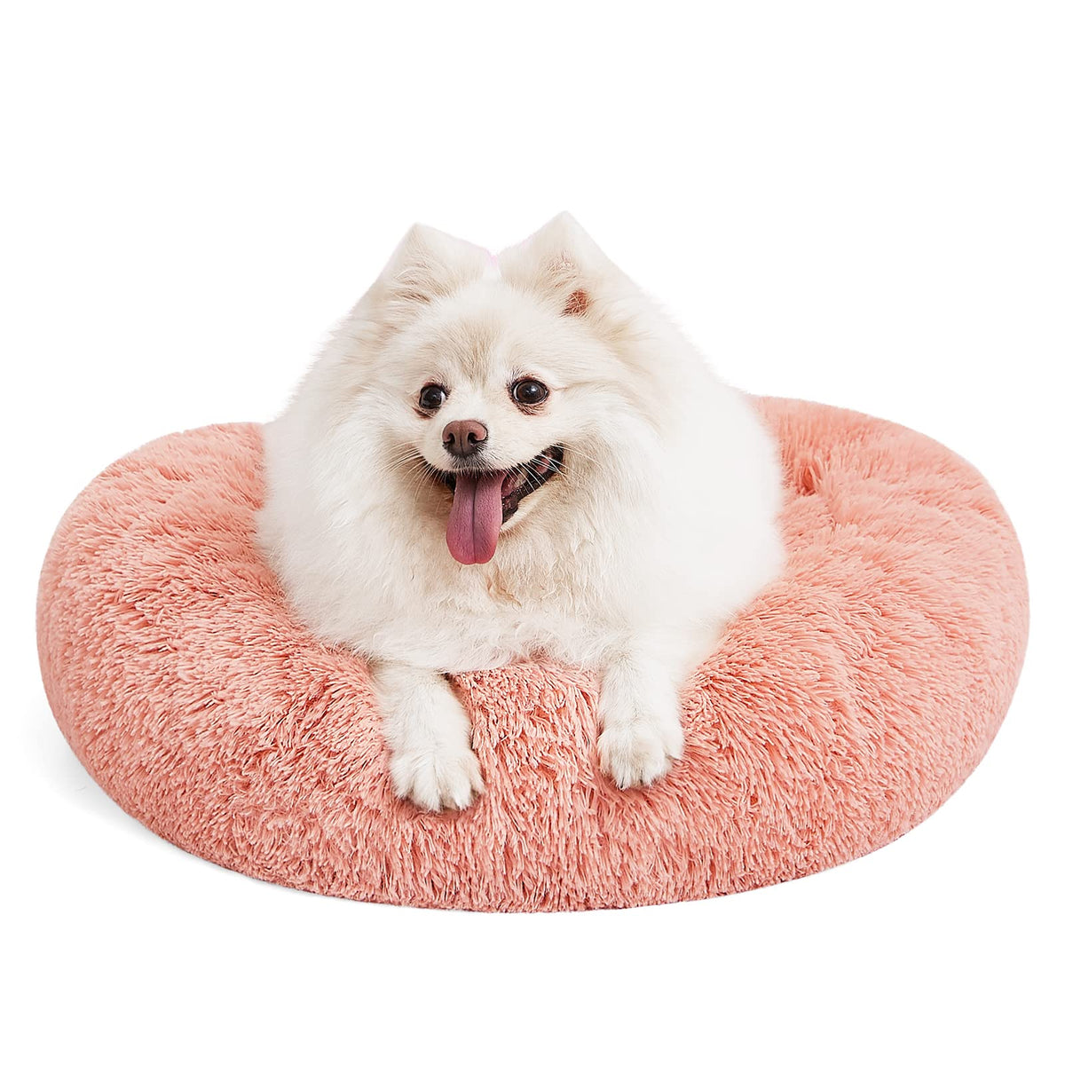 MIXJOY Orthopedic Dog Bed Comfortable Donut Cuddler Round Pet Beds Ultra Soft Washable Dog and Cat Cushion (20''/23''/30'') (23'', Brown)