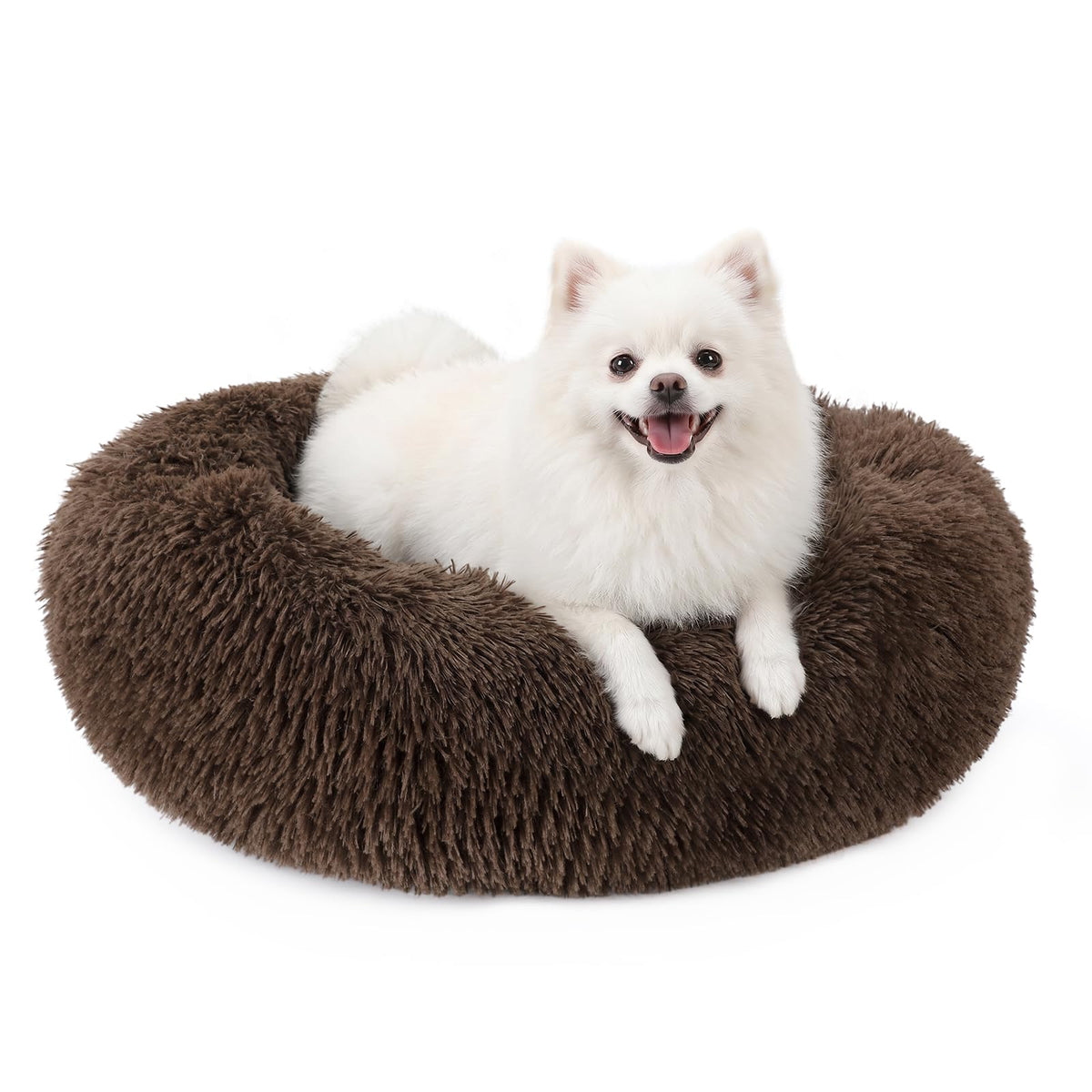 MIXJOY Orthopedic Dog Bed Comfortable Donut Cuddler Round Pet Beds Ultra Soft Washable Dog and Cat Cushion (20''/23''/30'') (23'', Brown)