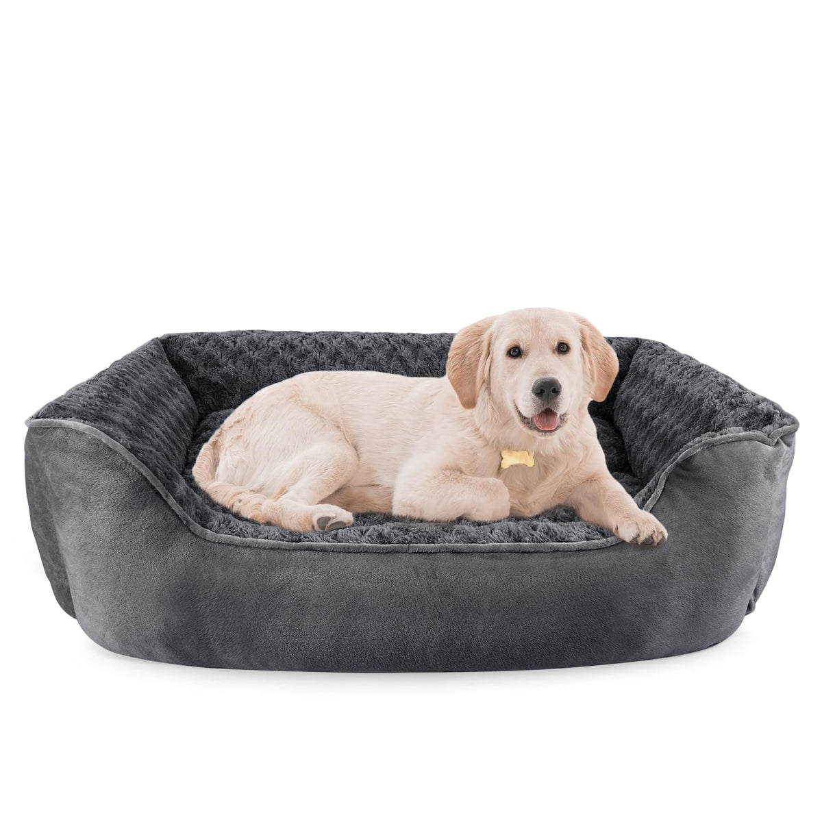 JOEJOY Rectangle Dog Bed for Large Medium Small Dogs - Washable Orthopedic Sofa Bed, Soft Breathable Puppy & Pet Cuddler, Durable Calming Dog Bed with Anti-Slip Bottom, Multiple Sizes, Beige