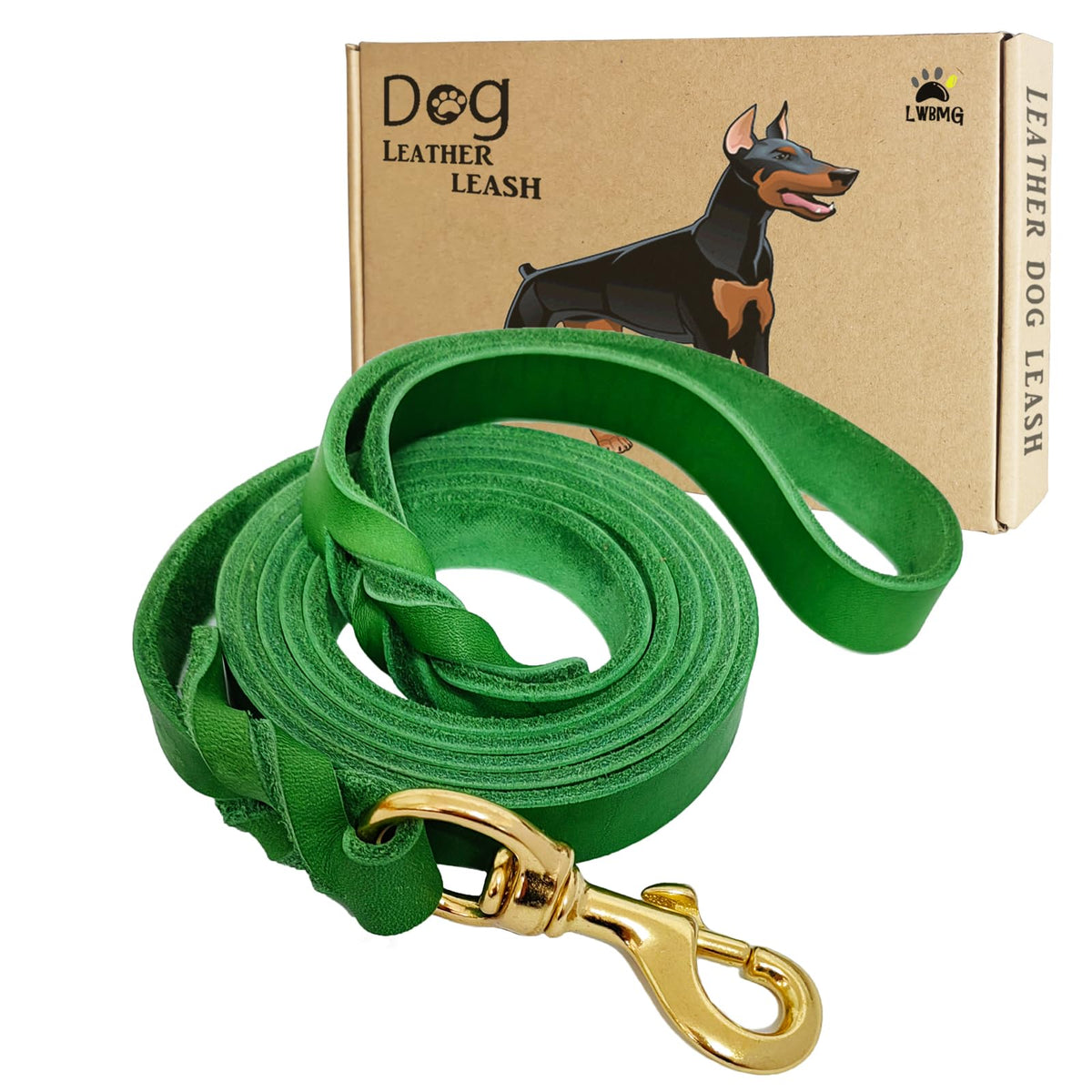 LWBMG Leather Dog Leash 6ft x 3/4 inch, Heavy Duty Genuine Leather Braided Dog Training Leash, Soft and Strong Pet Lead for Large, Medium, Small Dogs