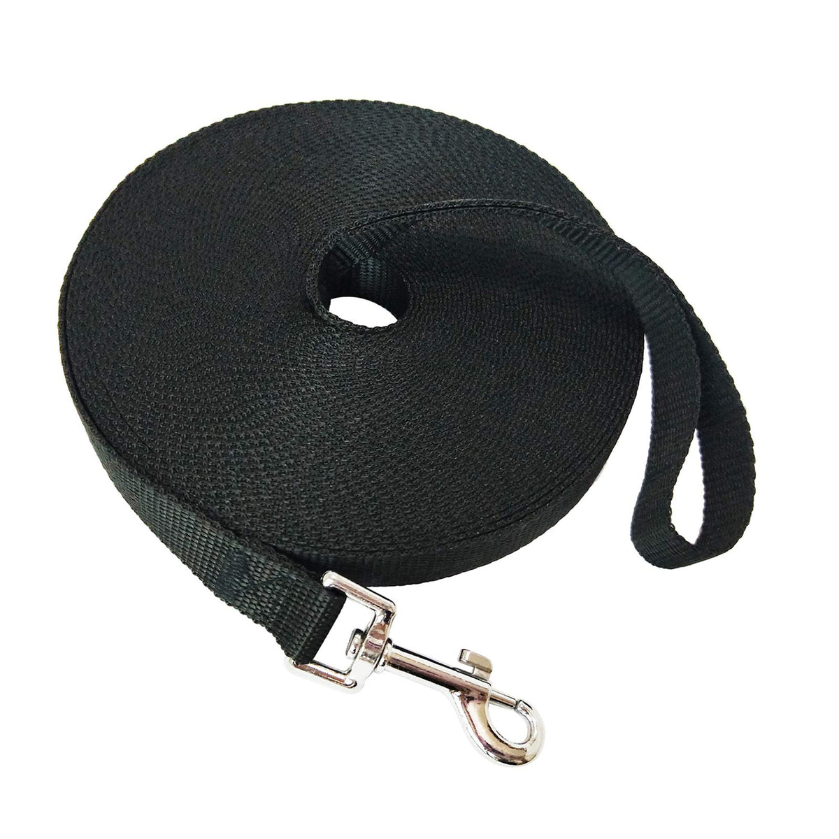 Nylon Training Dog Leash for Small Medium Large Dogs, 15ft 20ft 30ft 50ft Long Puppy Lead for Obedience Recall Training, Camping (20ft, Black)