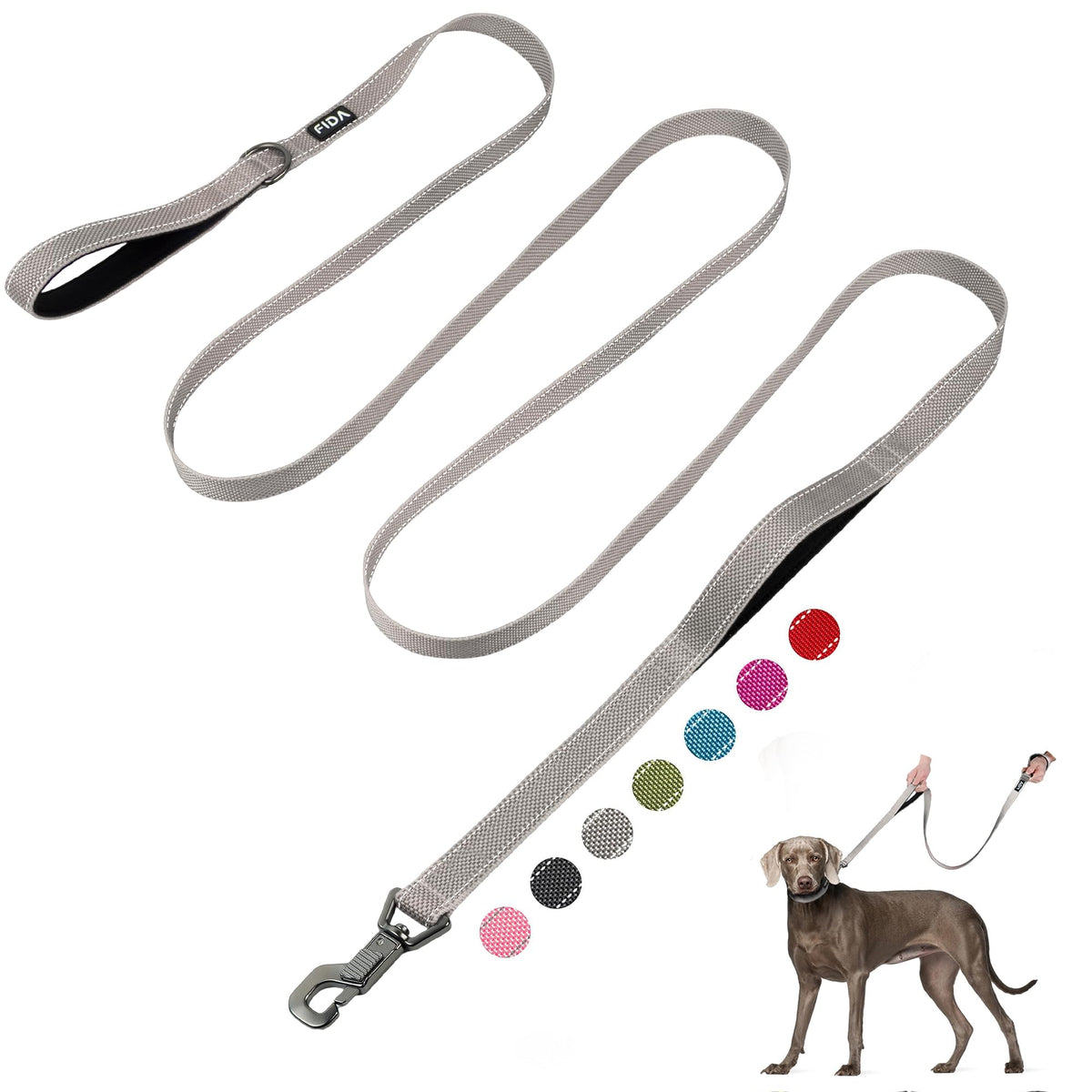 Fida Heavy Duty Dog Leash for Medium Large Dogs, 4 FT, Dual Padded Handles