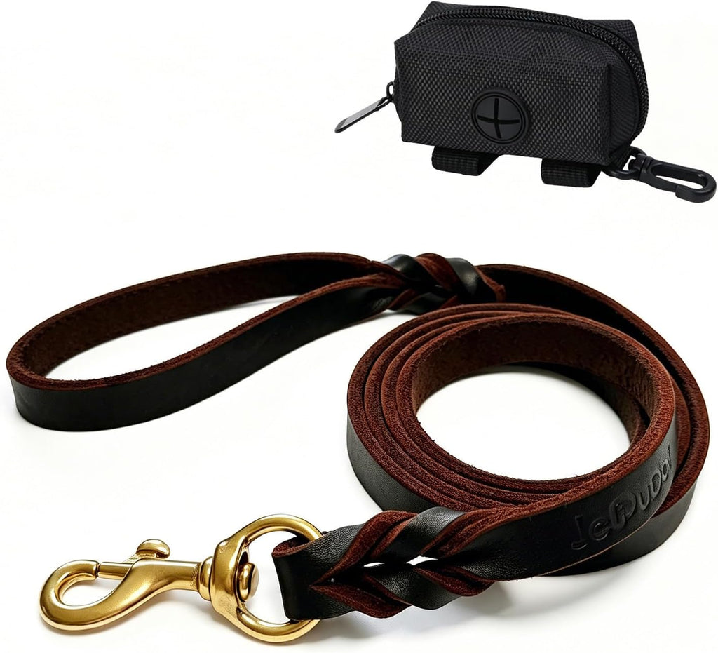 6ft Heavy Duty Leather Dog Leash,Pet Training Leash for Large, Medium Dogs