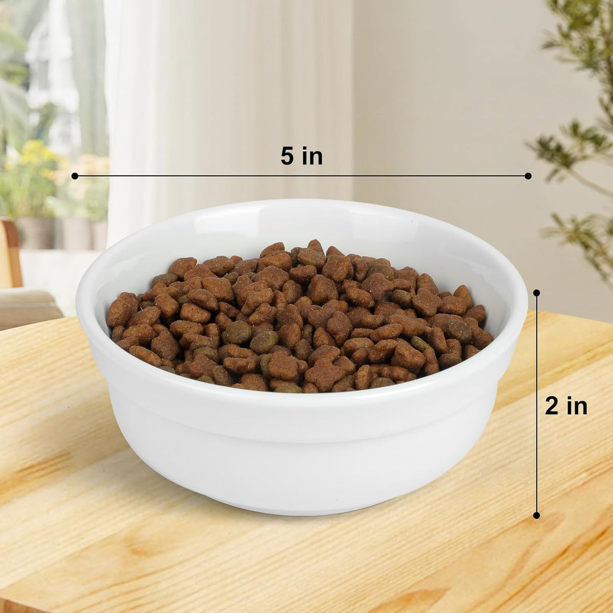 COMESOON 5" Ceramic Cat Bowl with Paws Pattern, Cat Food Bowl for Food and Water, Healthy Cat Dishes for Indoor Cats and Small Dogs, Dishwasher Safe & Microwaveable - White