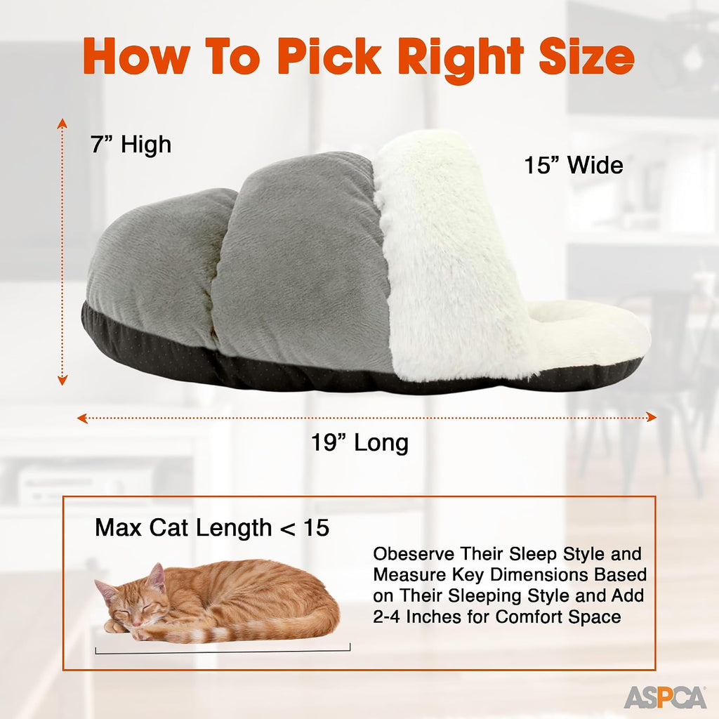 ASPCA - Cat Cave Bed for Indoor Cats Cozy Warm Felt House Dome for Cats & Kittens Soft, Warm & Plush Cave Bed with Removable Cushion Enclosed Pet Hideout Comfort Security 23' x 17" x 6"