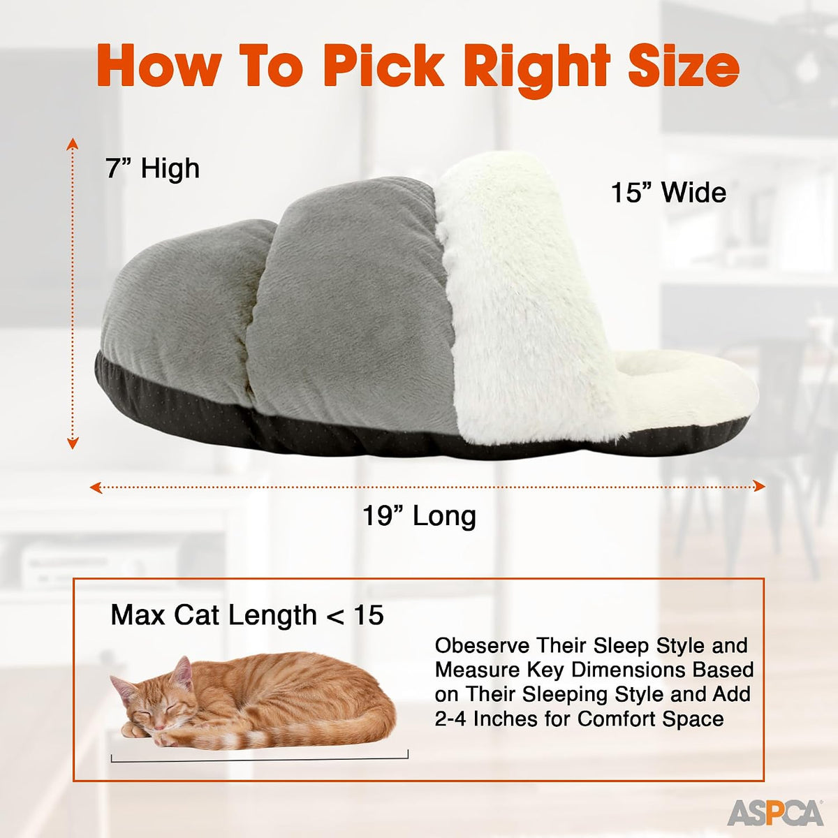 ASPCA - Cat Cave Bed for Indoor Cats Cozy Warm Felt House Dome for Cats & Kittens Soft, Warm & Plush Cave Bed with Removable Cushion Enclosed Pet Hideout Comfort Security 23' x 17" x 6"