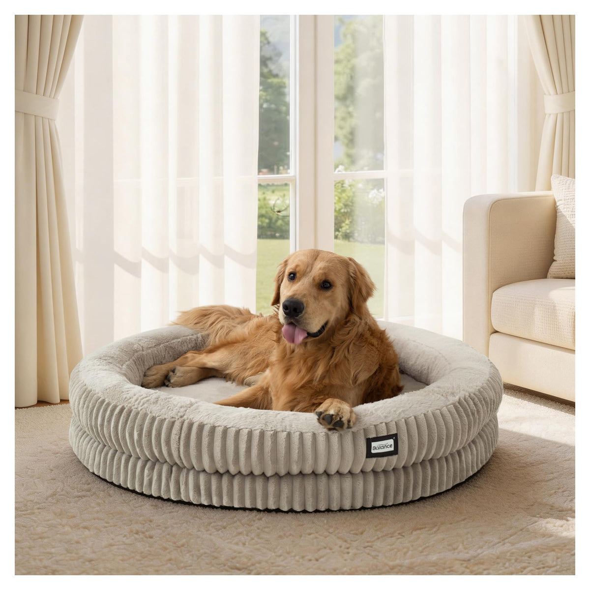 BALANCE Cat Bed Kitten Bed, Washable Round Cat Beds for Indoor Cats, Super Soft Plush Faux Fur Pet Bed for Puppy and Kitten with Anti-Slip Bottom