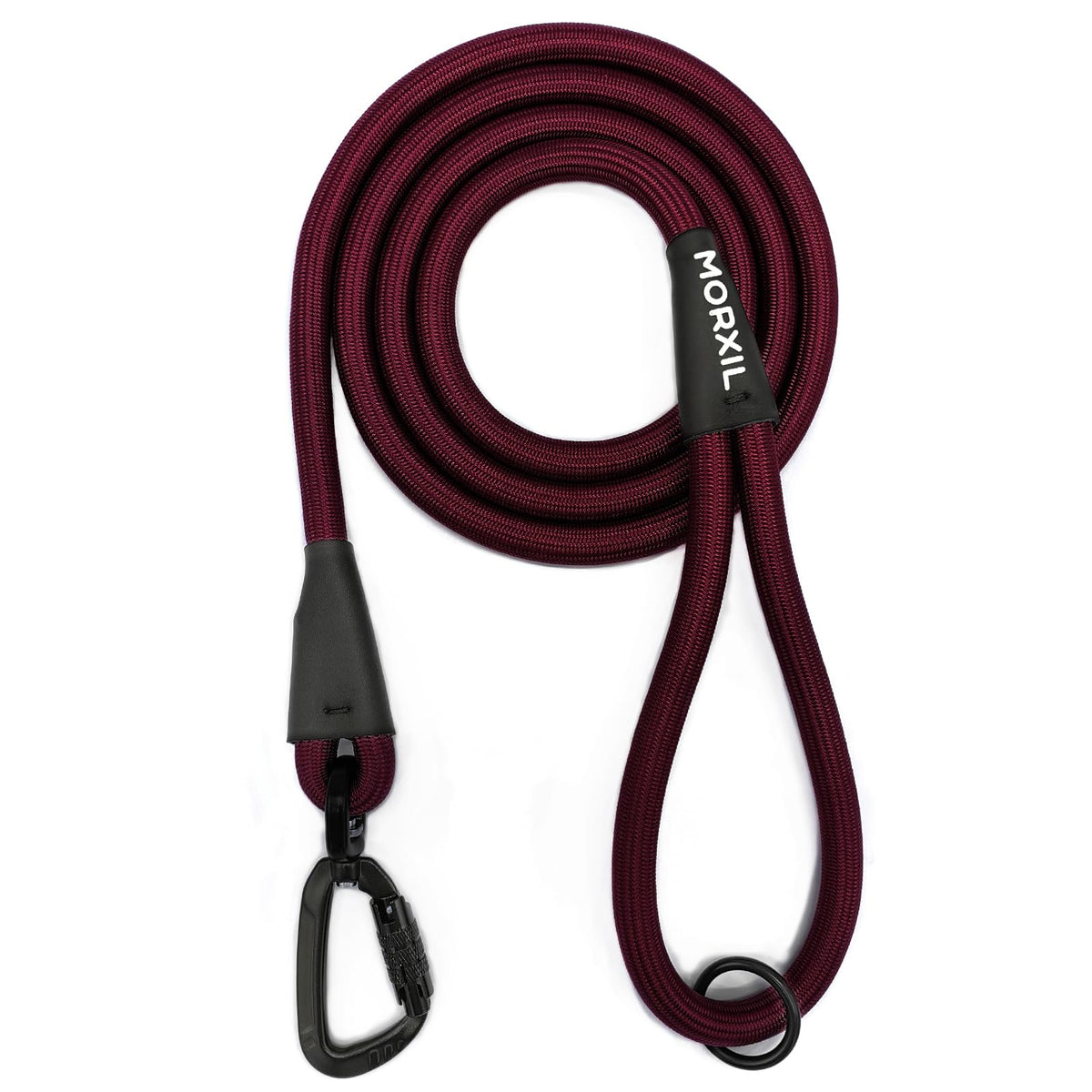 Rope Dog Leash, 6 Foot Heavy Duty Dog Leash with Aviation Aluminum Auto Locking Carabiner, Strong Nylon Pet Lead for Small, Medium, Large Dogs (Black, 6FT)