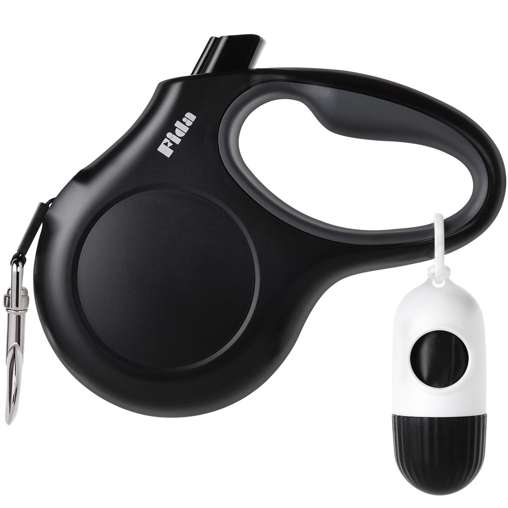 Fida Retractable Dog Leash with Dispenser and Poop Bags, 16ft, White & Pink