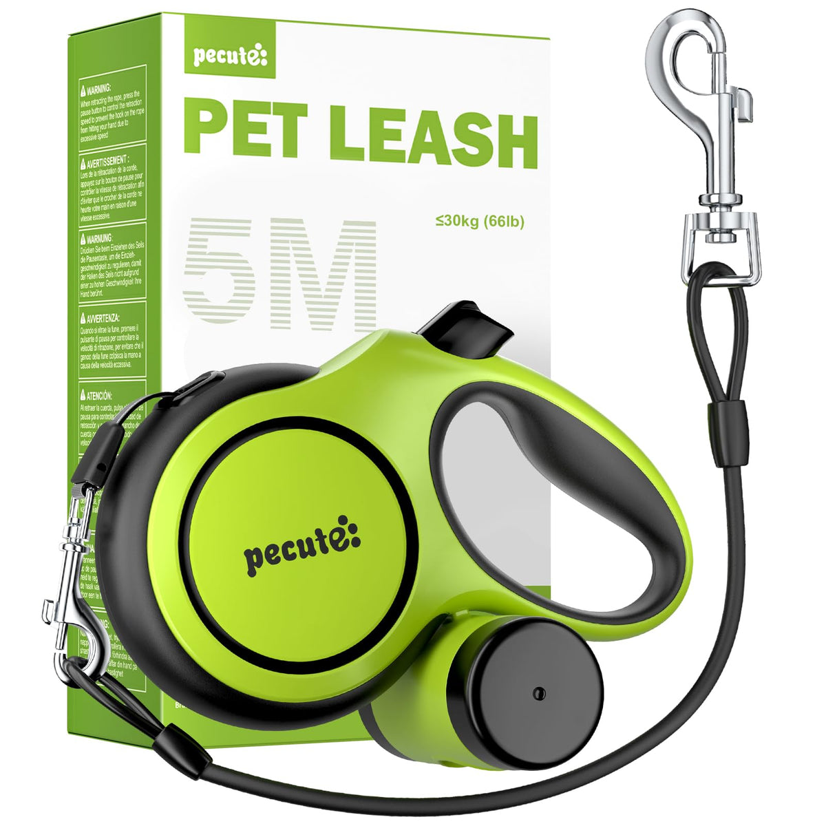 Pecute Dog Leash Retractable 26ft with Chew Proof Extender for 33-110 lbs