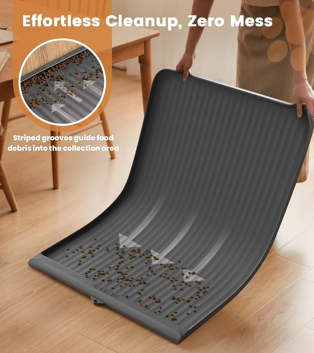 Dog Food Mat 36"x24", Waterproof Dog Bowl Mat, Grey