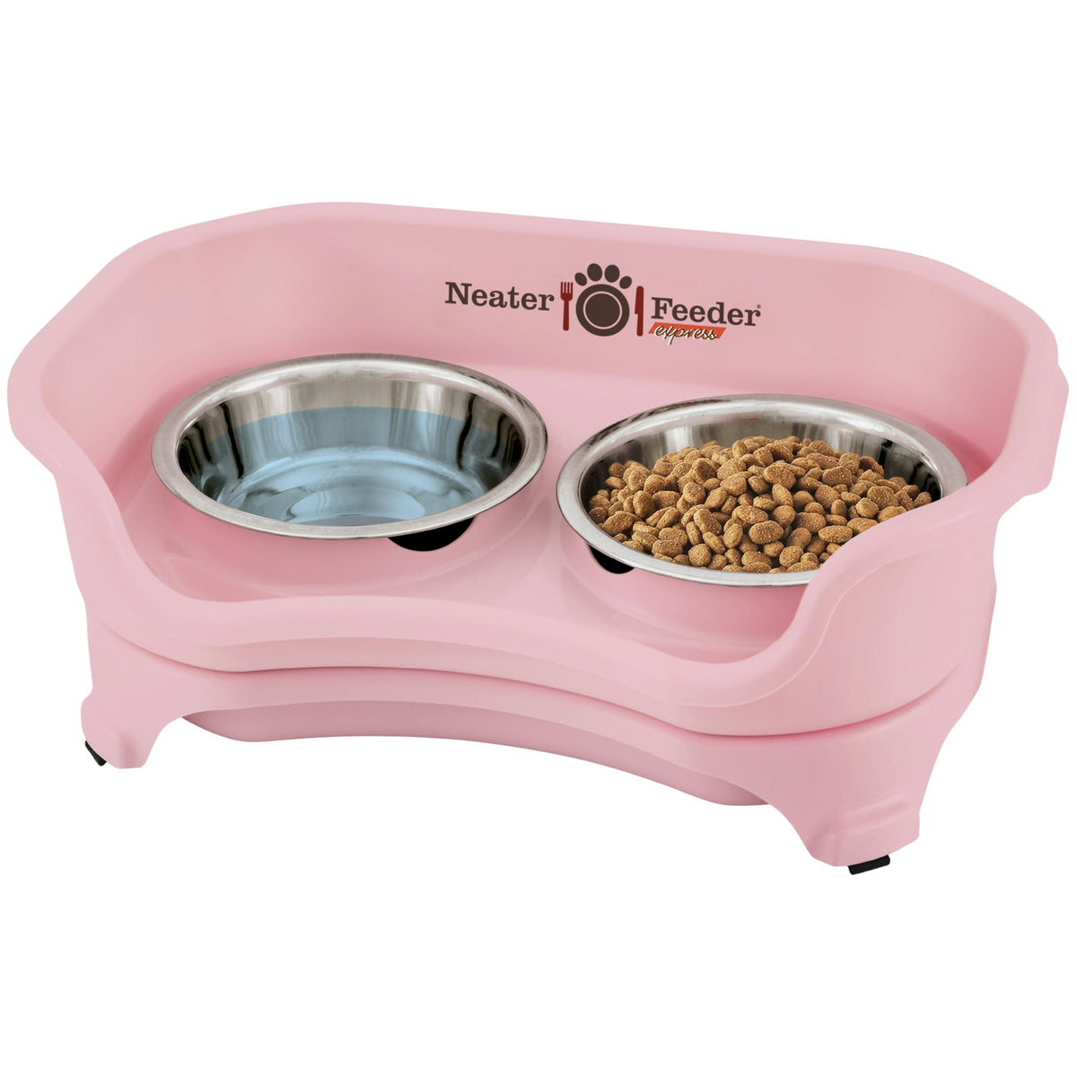 Neater Feeder Express Mess Proof Dog Bowls Elevated for Small Breeds under 15 Lb, Made in USA, No Spill Raised Dog Food Bowl Stand, Stainless Steel Food and Water Bowl Set, Feeding Station, Cappuccino