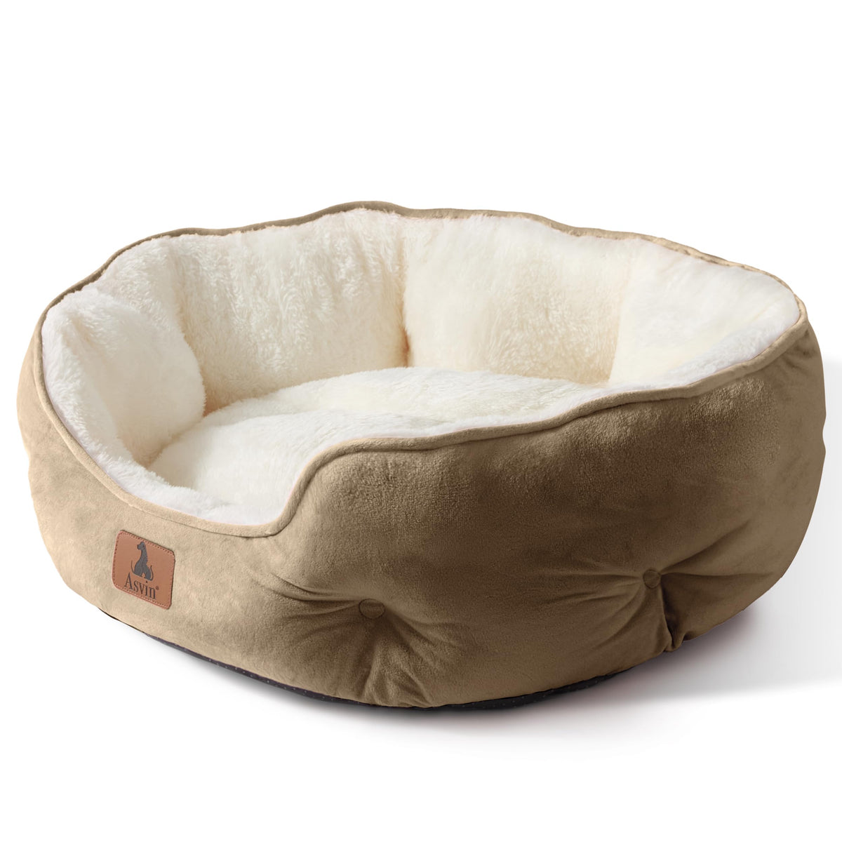 Asvin Small Dog Bed for Small Dogs, Cat Beds for Indoor Cats, Pet Bed for Puppy and Kitty, Extra Soft & Machine Washable with Anti-Slip & Water-Resistant Oxford Bottom, Grey, 20 inches