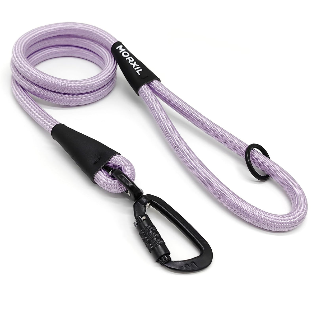 Rope Dog Leash, 6 Foot Heavy Duty Dog Leash with Aviation Aluminum Auto Locking Carabiner, Strong Nylon Pet Lead for Small, Medium, Large Dogs (Black, 6FT)