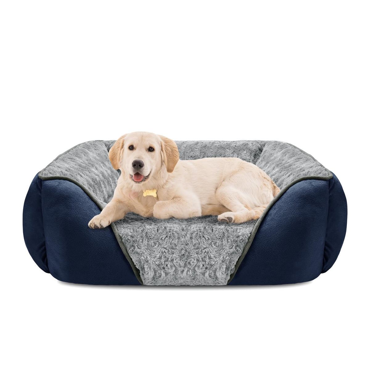 INVENHO Rectangle Washable Orthopedic Dog Bed for Small, Medium and Large Dogs, Soft Calming, Sleeping Puppy Bed Durable Pet Cuddler with Anti-Slip Bottom, S (20"x19"x6")