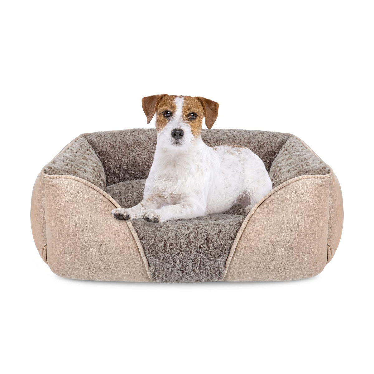 INVENHO Rectangle Washable Orthopedic Dog Bed for Small, Medium and Large Dogs, Soft Calming, Sleeping Puppy Bed Durable Pet Cuddler with Anti-Slip Bottom, S (20"x19"x6")