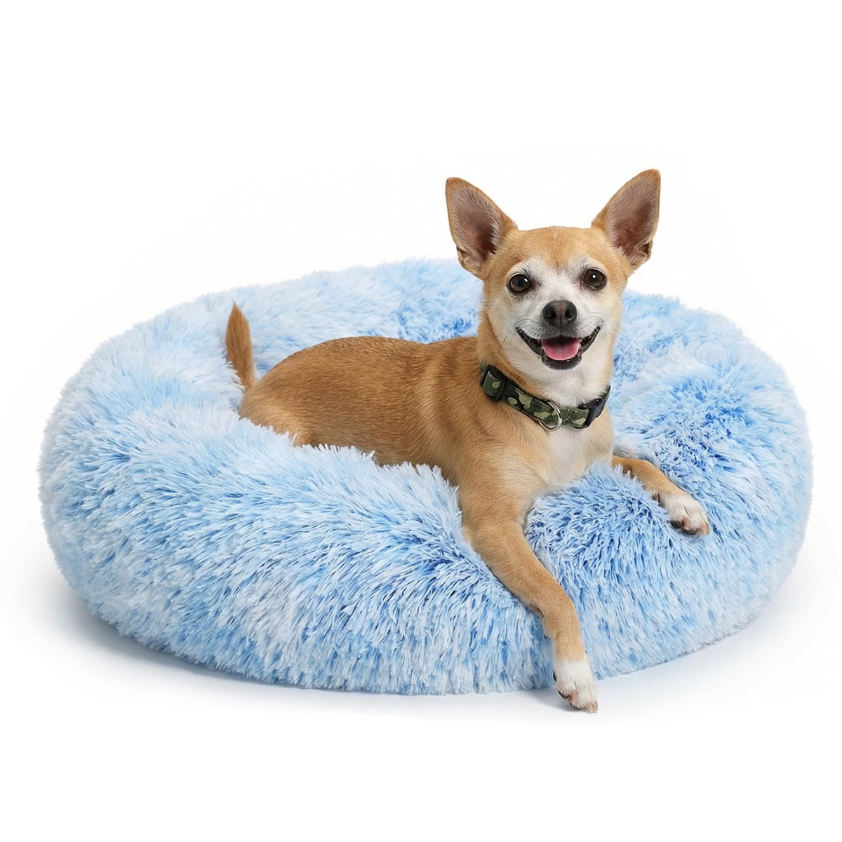 Small Calming Dogs Bed for Small Dogs Anti-Anxiety Machine Washable Fluffy Luxury Anti-Slip Waterproof Mute Base Warming Cozy Soft Pet Puppy Round Bed