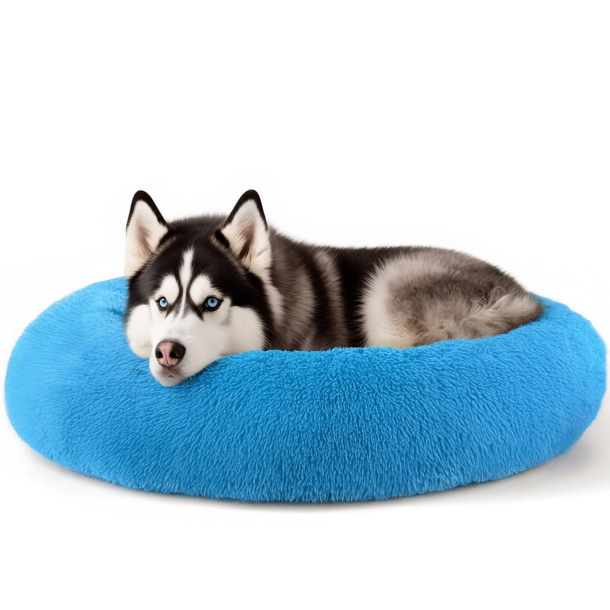 Hoewina Dog & Cat Bed for Indoor Cats, 20in Calming Donut Bed (Light Grey)