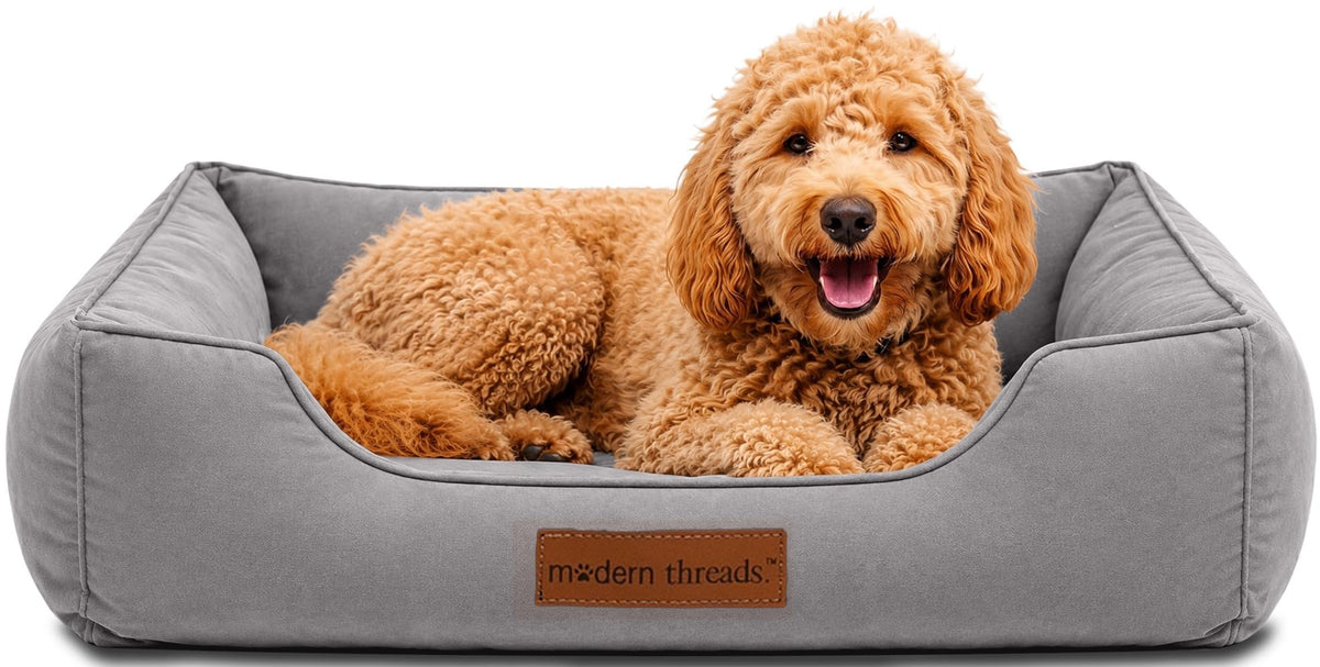 Modern Threads Luxury Dog Bed - Comfortable Tufted Velvet Cushion for Small to Large Dogs - Machine Washable - Durable & Cute Sleep Space for Pets - Pamper Your Pet with Cozy Beds - Rosewood
