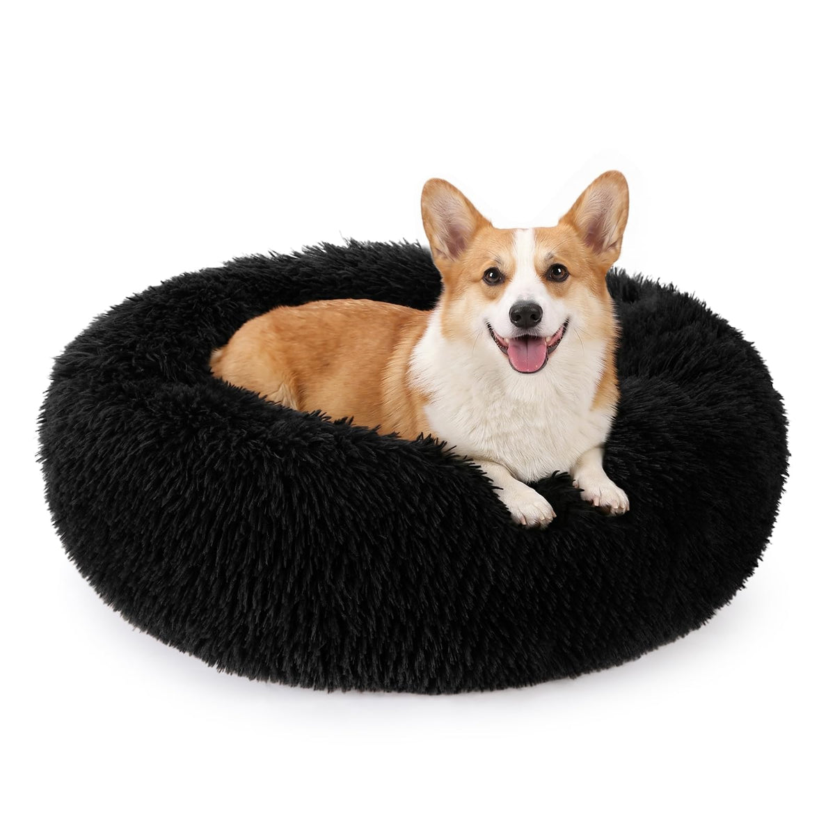 MIXJOY Orthopedic Dog Bed Comfortable Donut Cuddler Round Pet Beds Ultra Soft Washable Dog and Cat Cushion (20''/23''/30'') (23'', Brown)