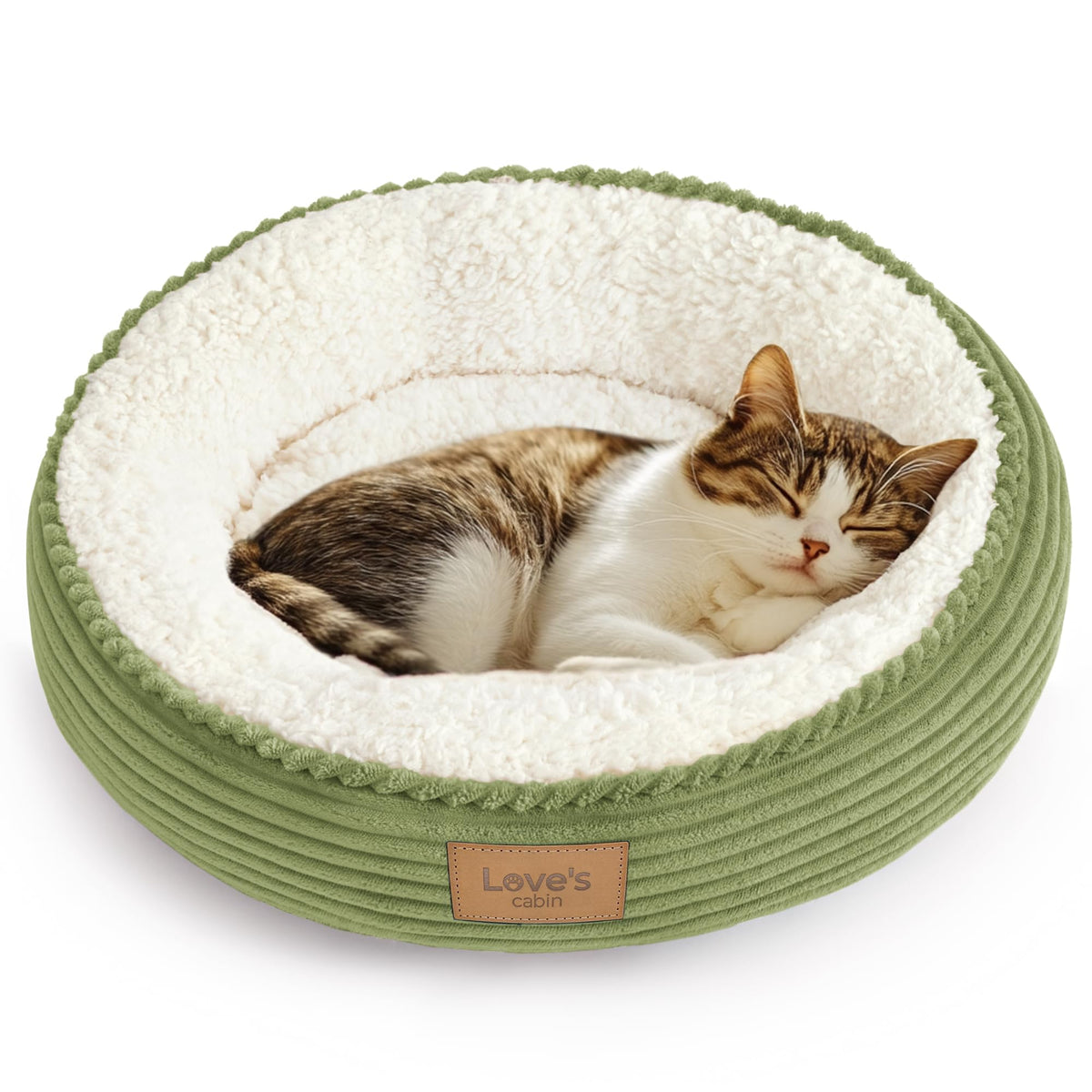 Love's cabin Round Donut Cat and Dog Cushion Bed, 20in Bed for Cats or Small Dogs, Anti-Slip & Water-Resistant Bottom, Super Soft Durable Fabric Pet Beds, Washable Luxury Cat & Dog Bed Gray