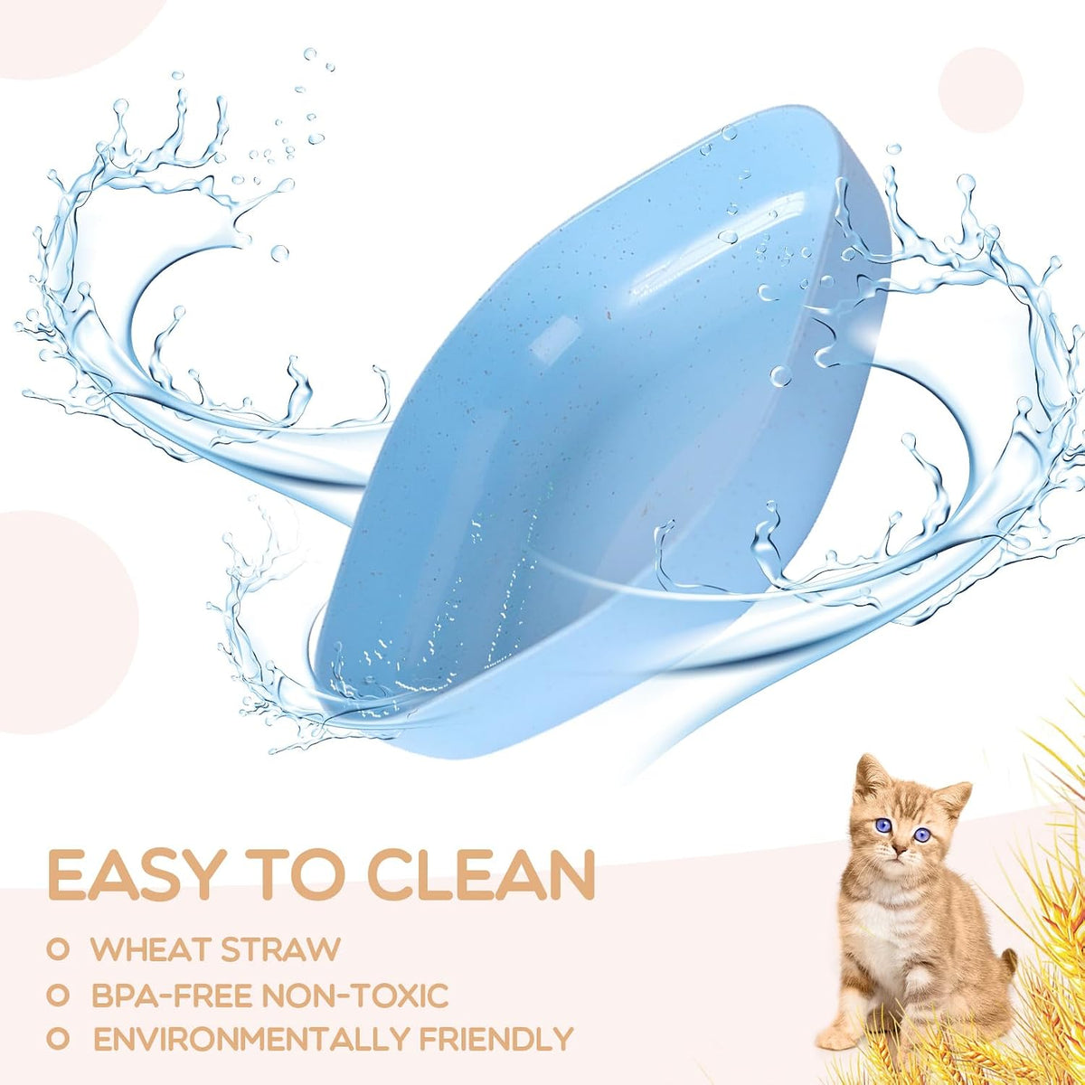 Cat Food Bowl Set, 6 inch Wide Shallow Cat Bowl for Relief Whisker Fatigue,Small Flat Cats Dish, Shallow Pet Feeding Dish or Plate for Kittens and Small Dogs (4Pcs)
