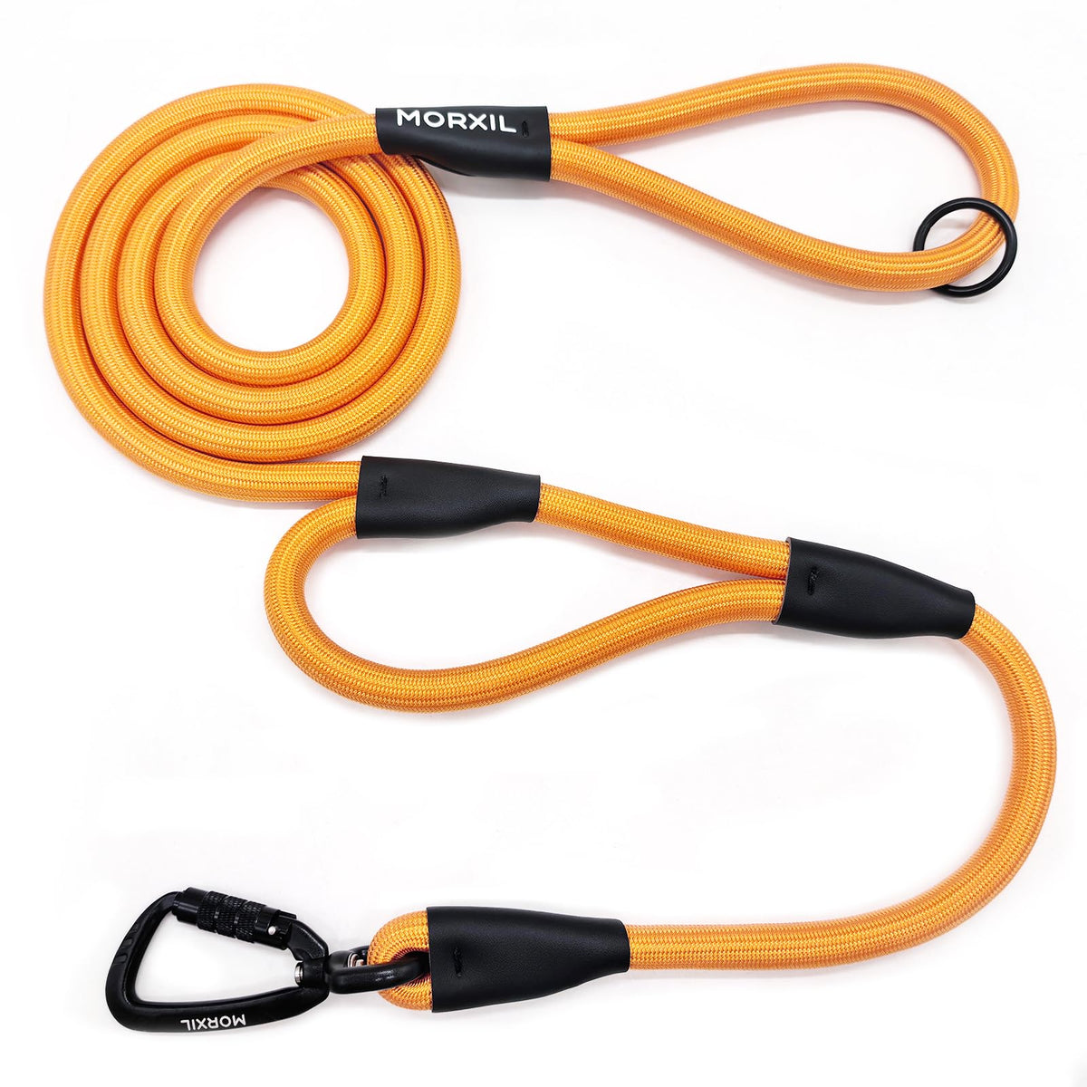 Rope Dog Leash, 6 Foot Heavy Duty Dog Leash with Aviation Aluminum Auto Locking Carabiner, Strong Nylon Pet Lead for Small, Medium, Large Dogs (Black, 6FT)