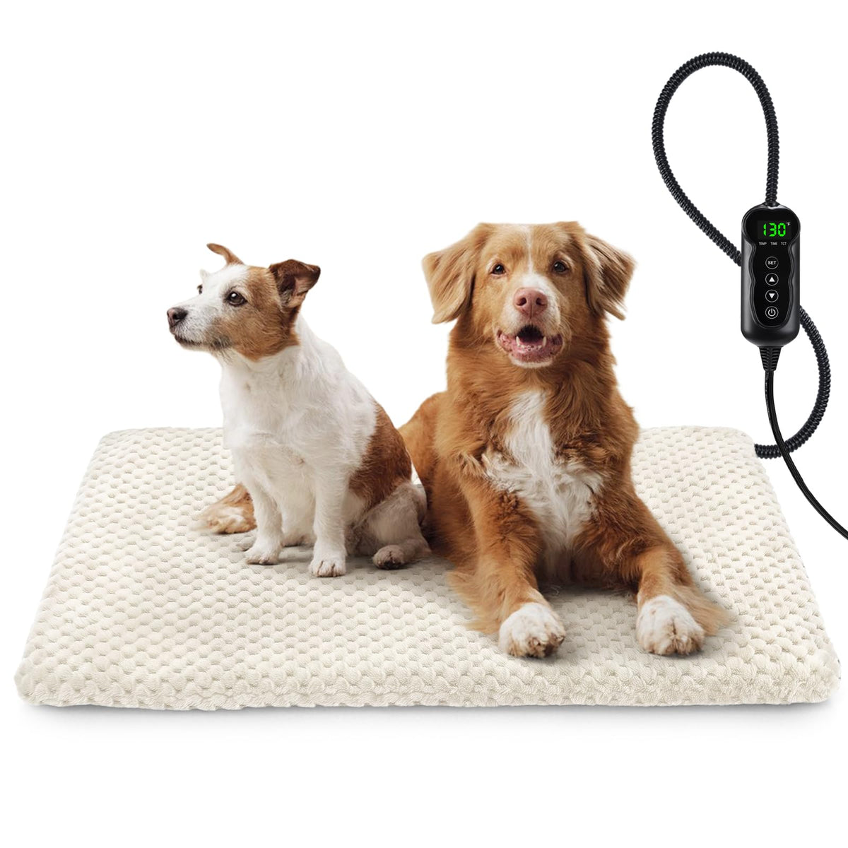 INVENHO Heated Cat Bed, Waterproof Adjustable Temperature Dog Cat Heating Pad with Timer, Indoor Pet Heating Pad for Cats Dogs Electric Pads for Dogs Cats, Pet Heated Pad (S: 18" x 16")