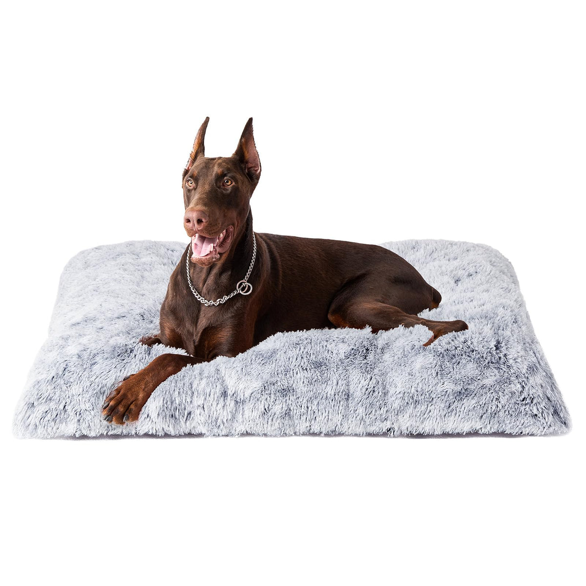 EHEYCIGA Fluffy Dog Crate Bed, Plush Extra Large Dog Pillow, Grey