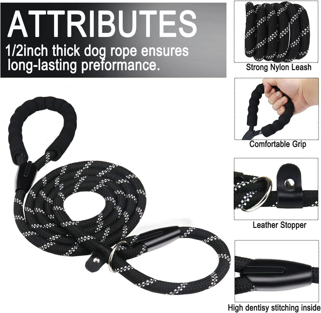 Dog Leash, 6 FT Heavy Duty Dog Leashes with Comfortable Padded Handle,Black