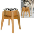Dog Bowls Elevated for Large Dogs - 15-Inch Bamboo Stand - 74oz