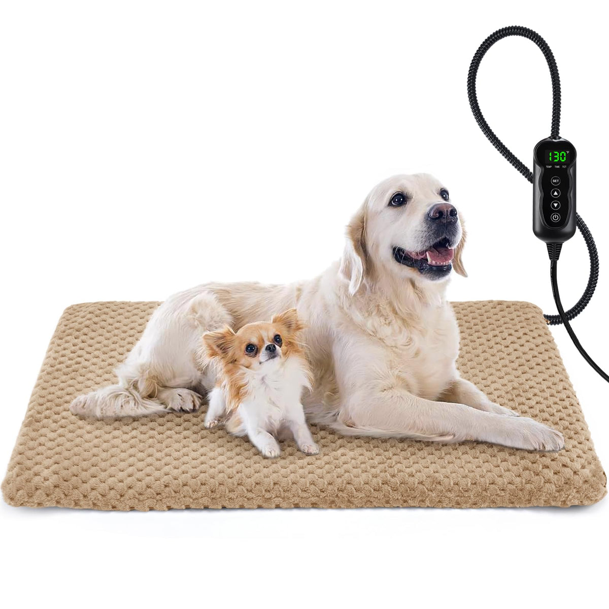 INVENHO Heated Cat Bed, Waterproof Adjustable Temperature Dog Cat Heating Pad with Timer, Indoor Pet Heating Pad for Cats Dogs Electric Pads for Dogs Cats, Pet Heated Pad (S: 18" x 16")