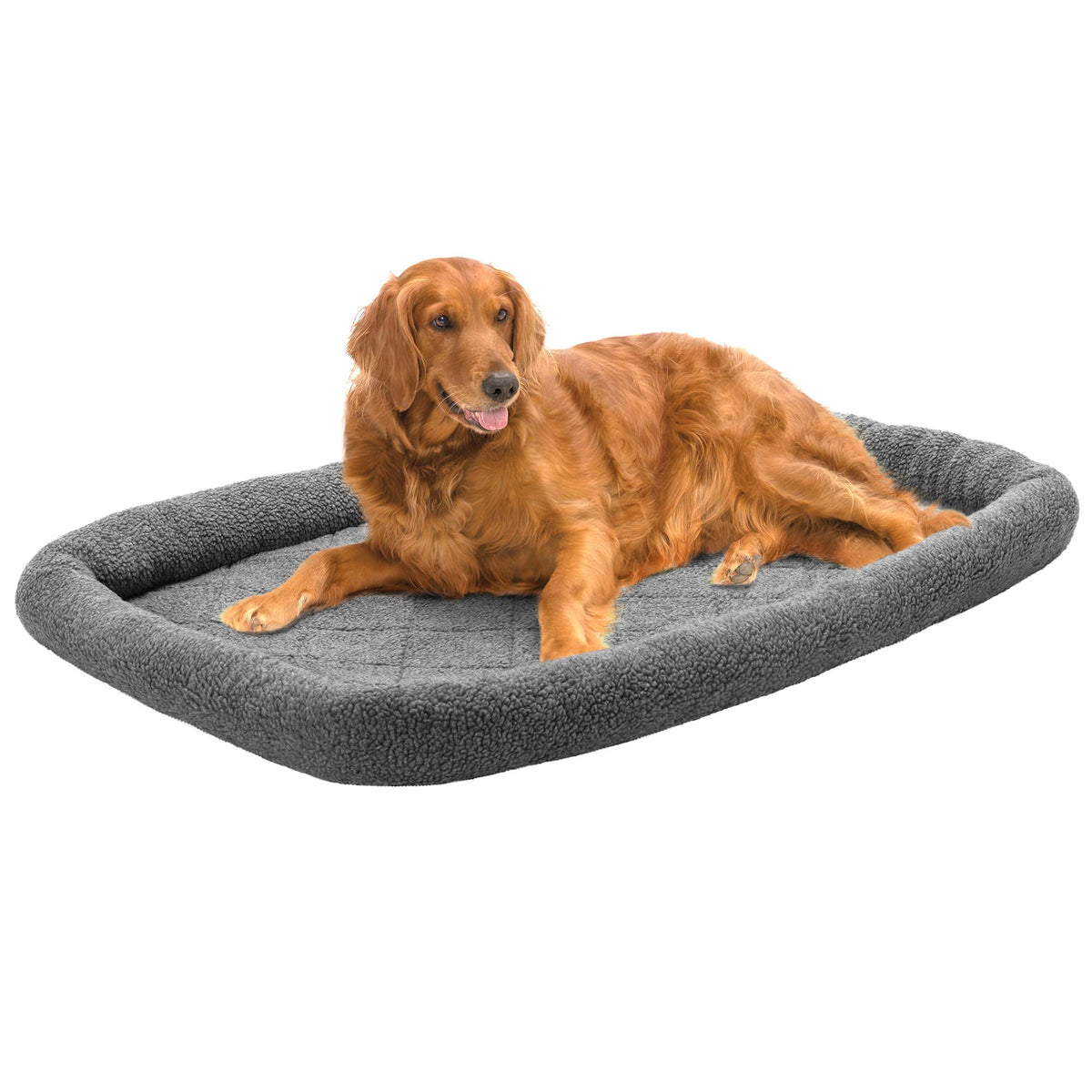 FurHaven Dog Bed for Extra Small Dogs & Cats, Bolster Crate Pad with Soft Supportive Base for Carriers & Kennels, Machine Washable, Extra Small, Sherpa Fleece, Cream