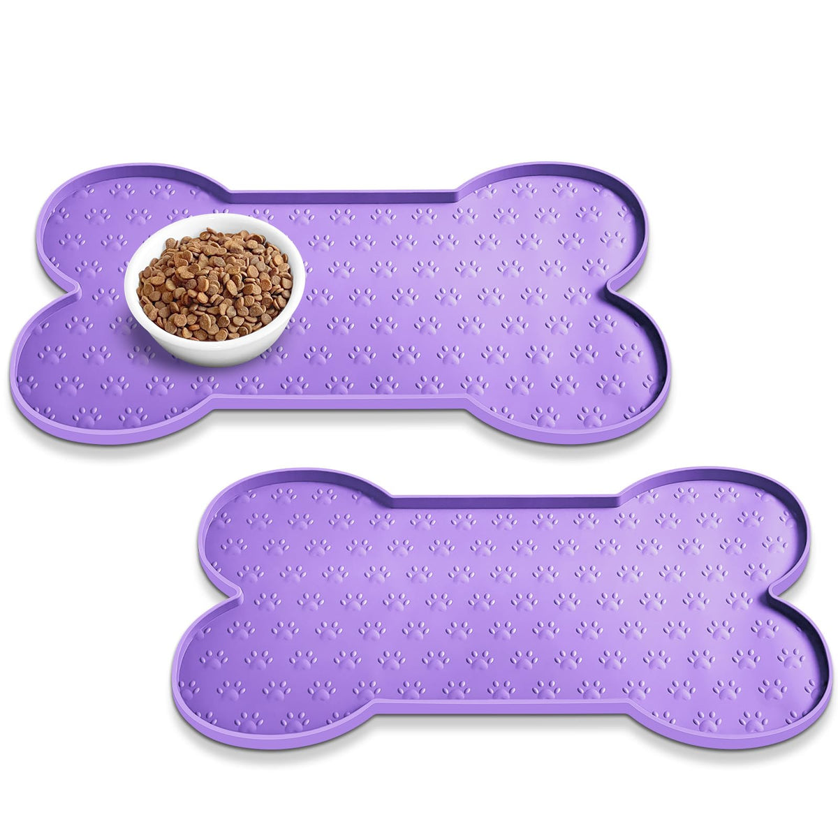 PWTAA Dog Food Mat Anti-Slip Silicone Dog Bowl Mat Thicker Pet Placemat Waterproof Cat Feeder Pad with Raised Edge Puppy Kitten Feeding Mats Suitable Small Medium-Sized Dogs Cats Eating Tray