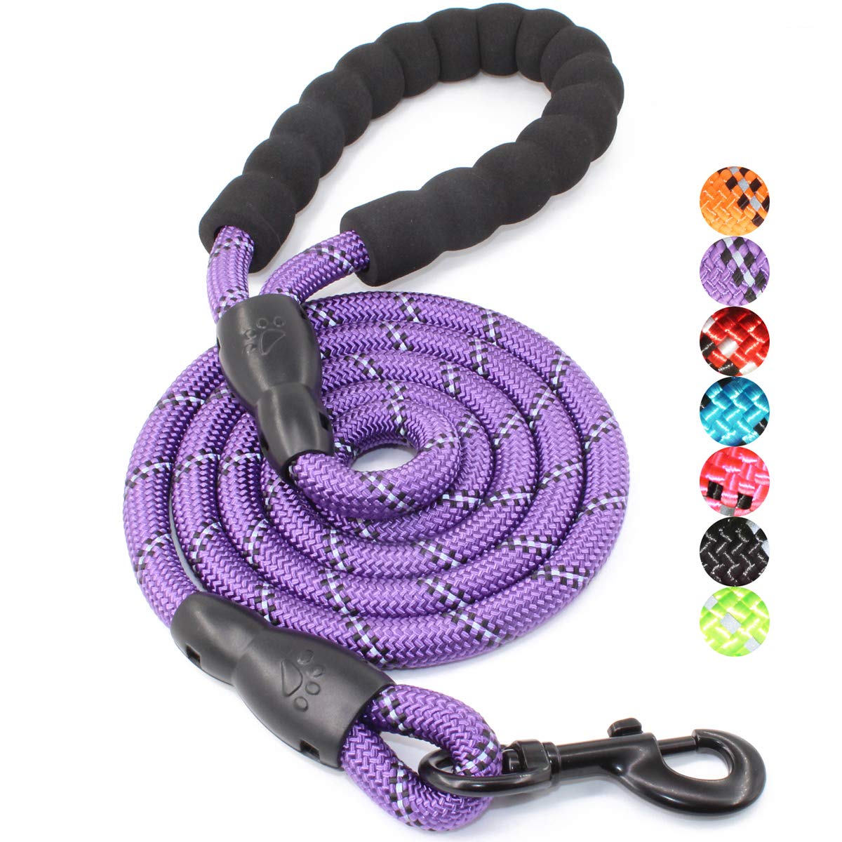 BAAPET 2/4/5/6 FT Dog Leash with Comfortable Padded Handle and Highly Reflective Threads for Small Medium and Large Dogs (5FT-1/2'', Black)
