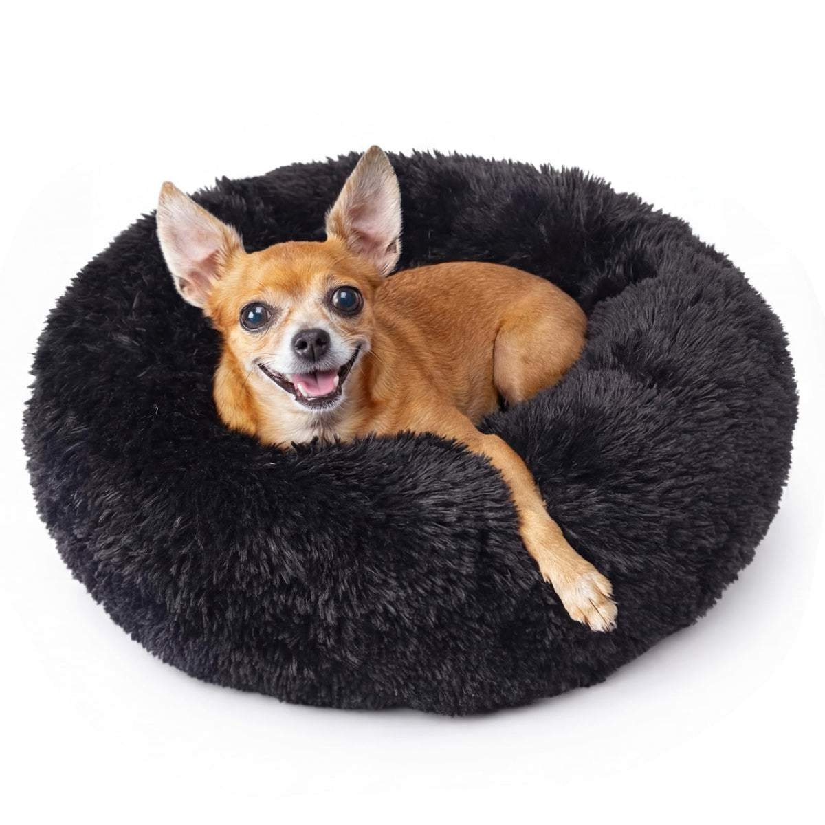 Small Calming Dogs Bed for Small Dogs Anti-Anxiety Machine Washable Fluffy Luxury Anti-Slip Waterproof Mute Base Warming Cozy Soft Pet Puppy Round Bed