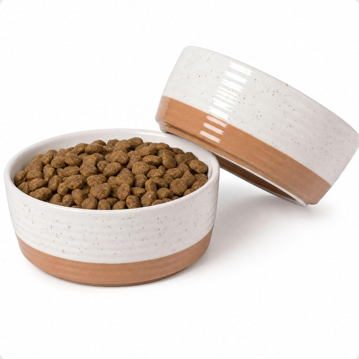 Ceramic Dog Bowl Set of 2 with Anti-Skid Base, 5.5"W x 2"H, 2 Cup Capacity