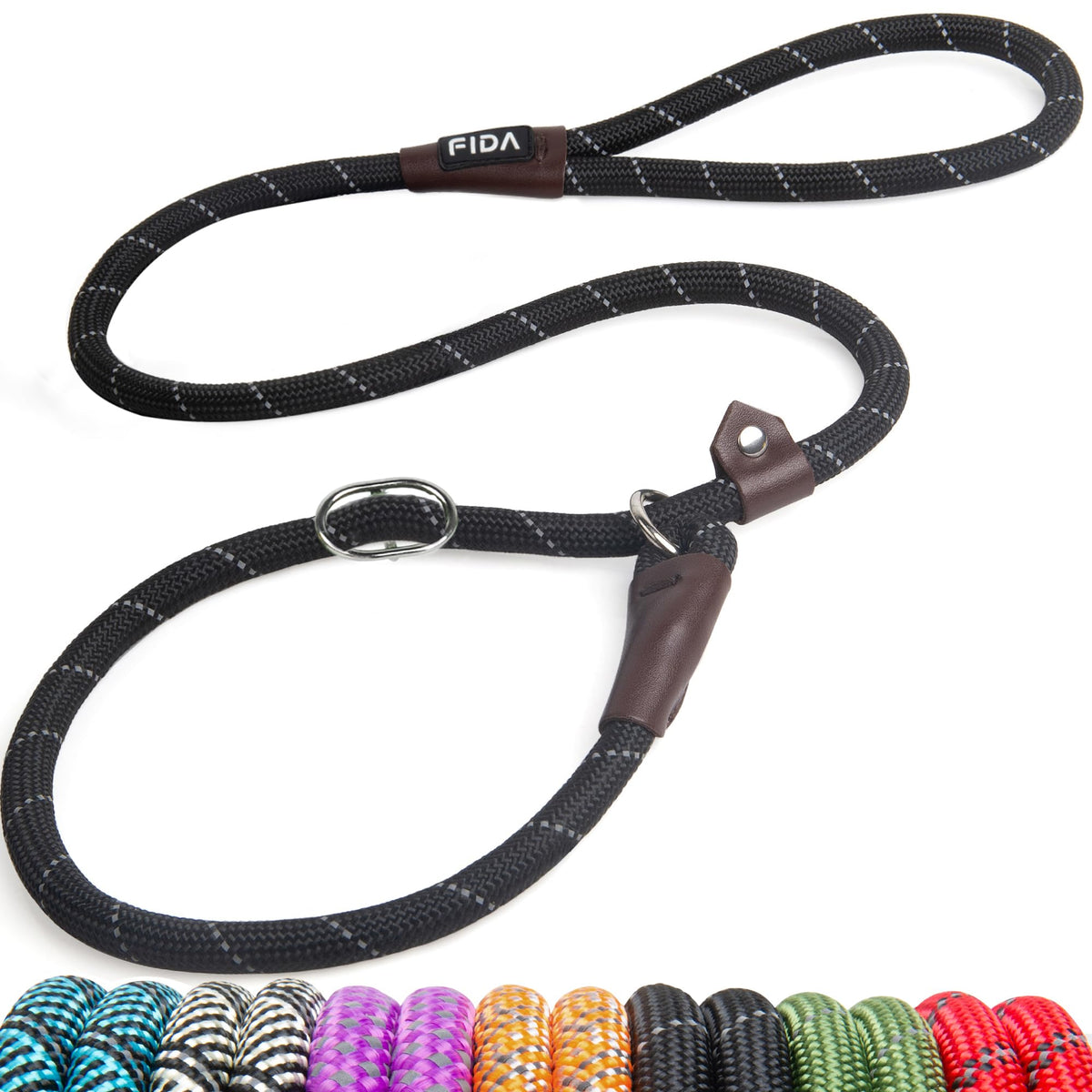 Fida Durable Slip Lead Dog Leash, 6 FT x 1/2" Dog Training Leash, Green