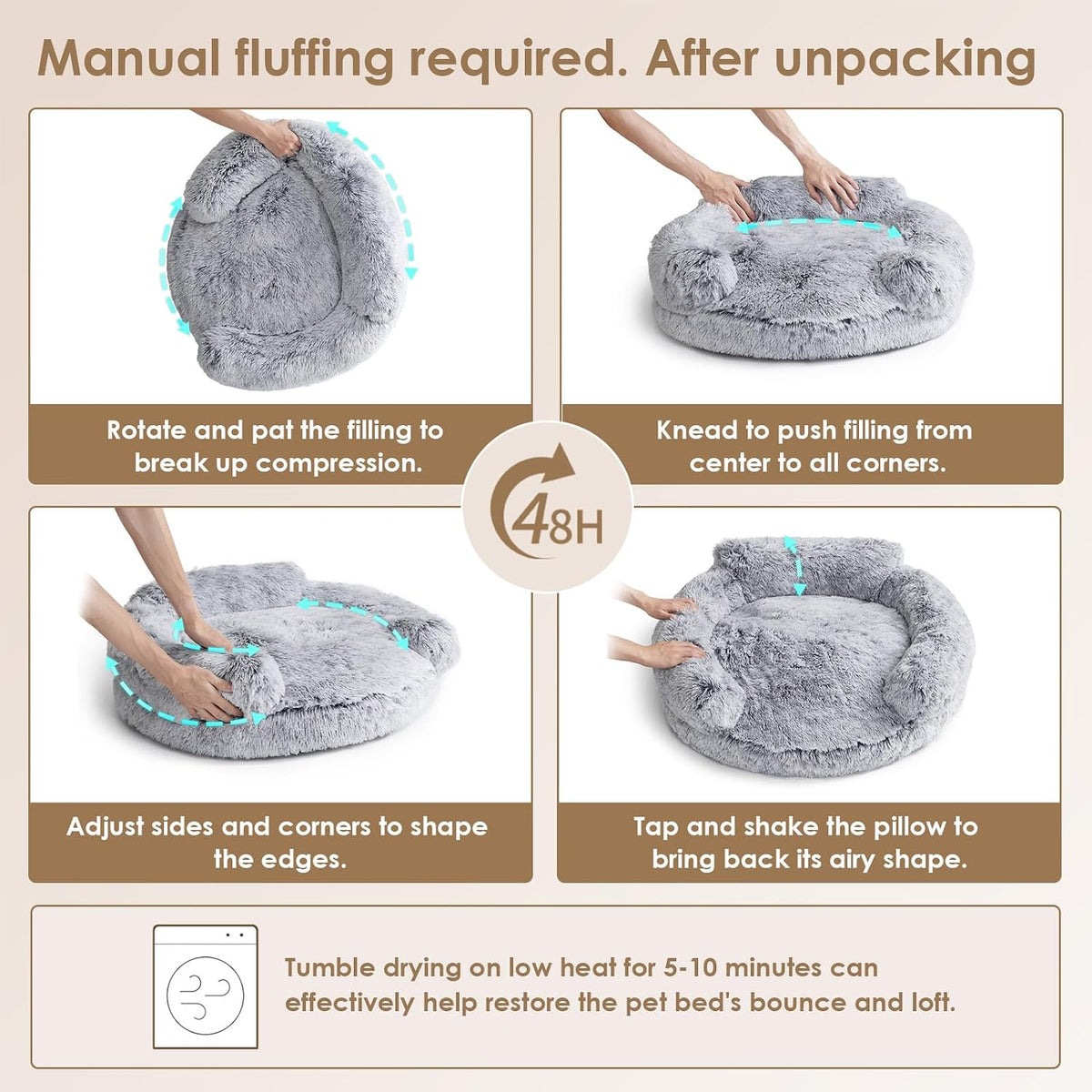 EHEYCIGA 23" Calming Donut Dog Bed for Small Dog & Cat Washable Pet Couch