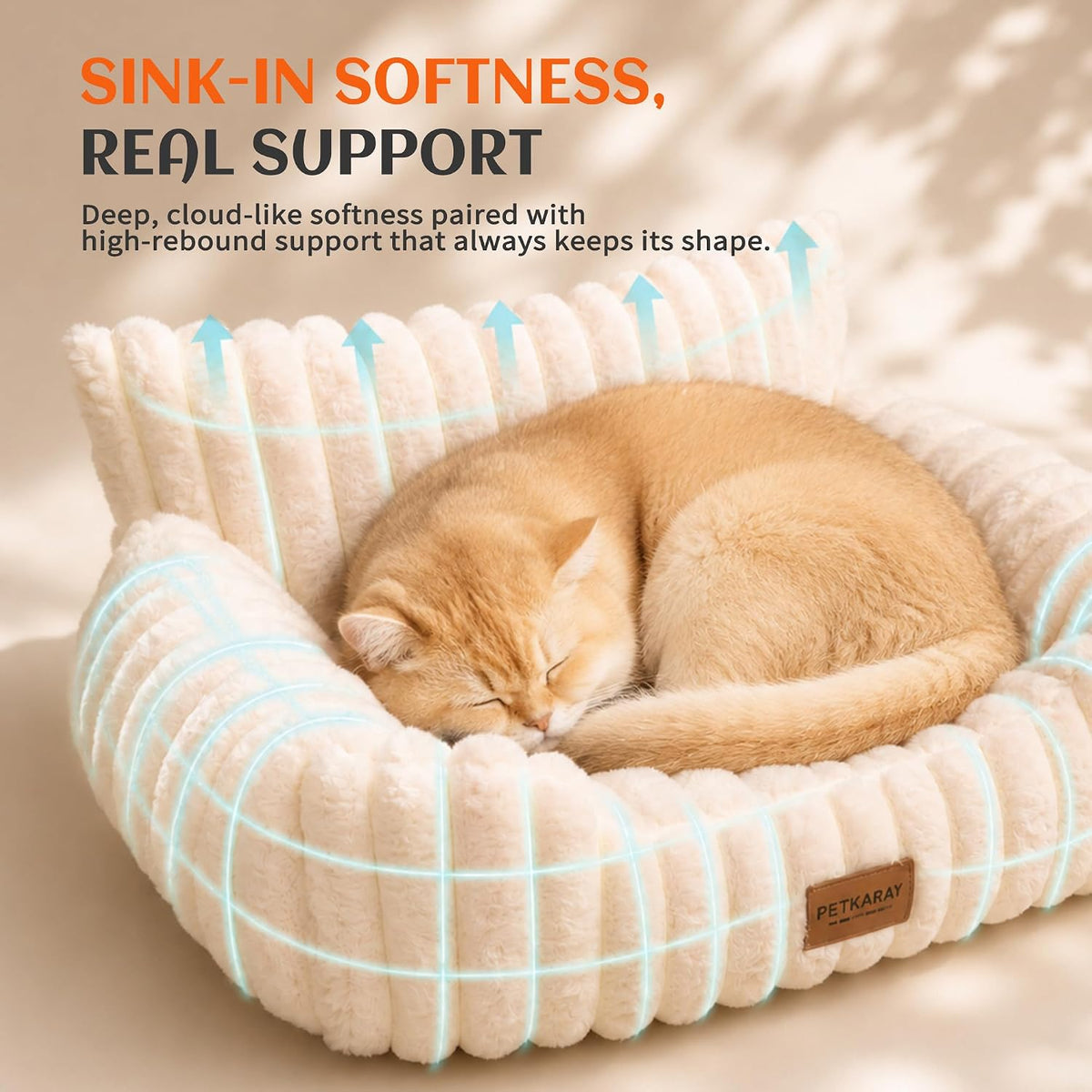 PETKARAY Cat Couch Bed, 24'' Soft Sofa for Indoor Cats, Machine Washable
