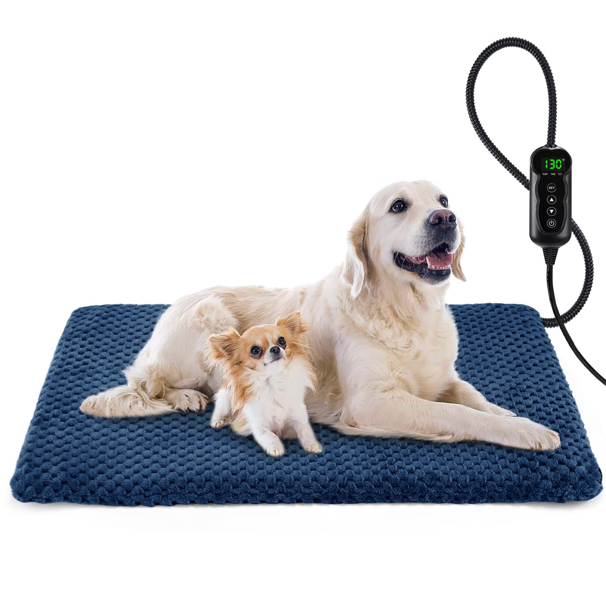 INVENHO Heated Cat Bed, Waterproof Adjustable Temperature Dog Cat Heating Pad with Timer, Indoor Pet Heating Pad for Cats Dogs Electric Pads for Dogs Cats, Pet Heated Pad (S: 18" x 16")
